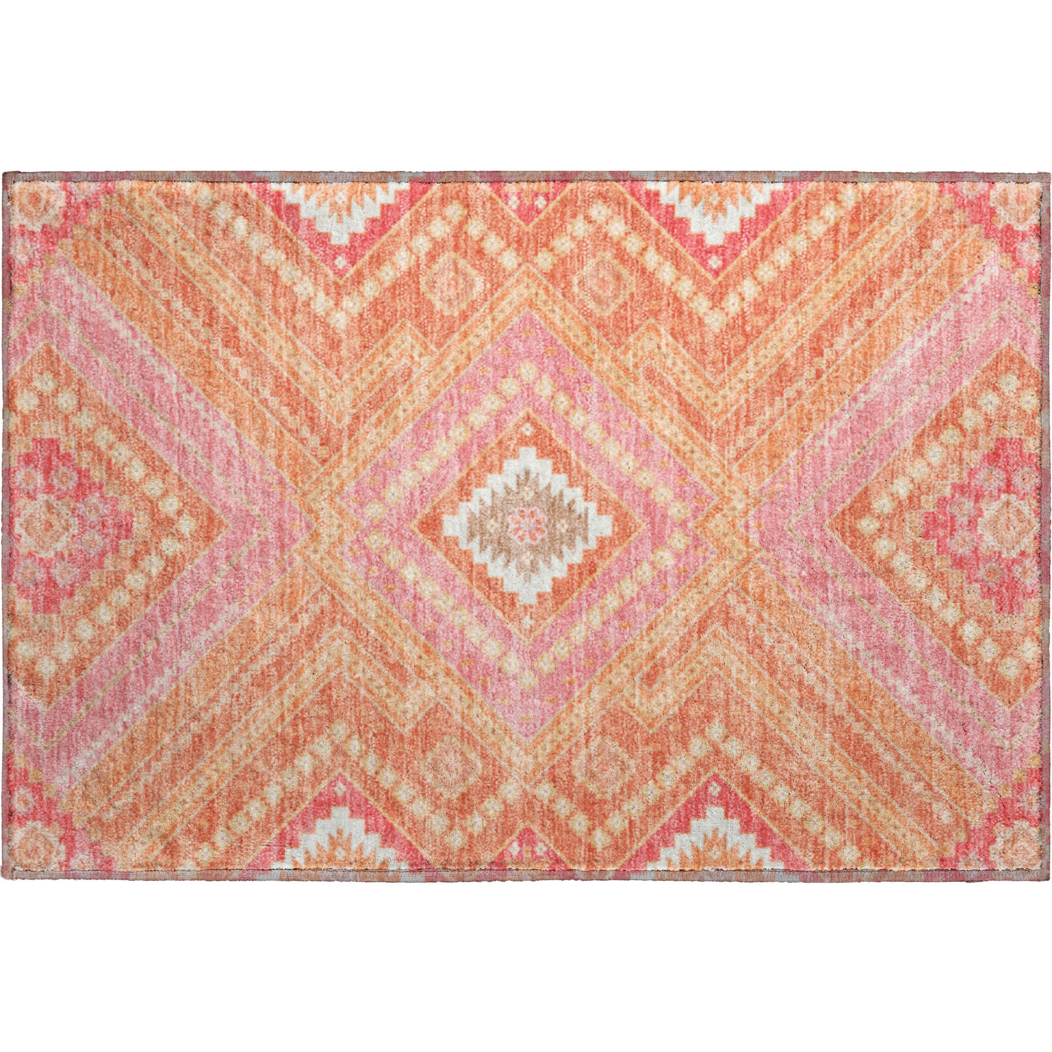 Ghent Machine Washable Transitional Coral Orange Rug 1'8" x 2'6" #shape_Rectangle