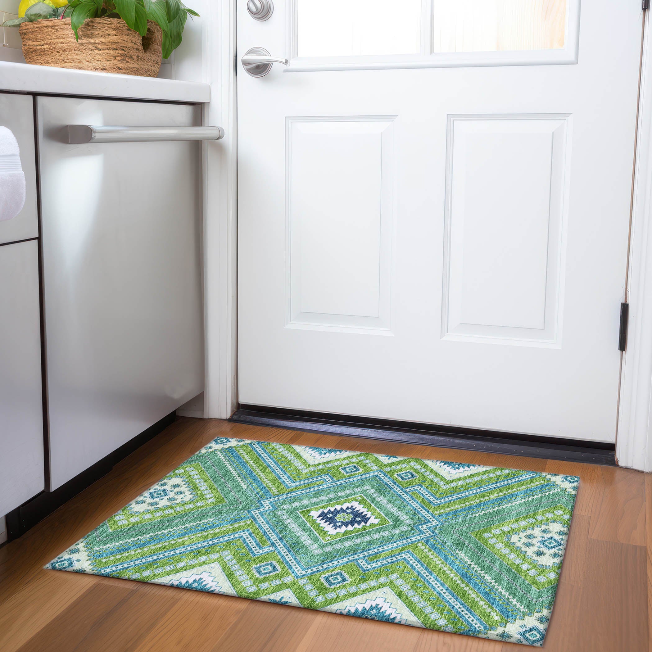 Ghent Machine Washable Transitional Lime Green Rug 1'8" x 2'6" #shape_Rectangle