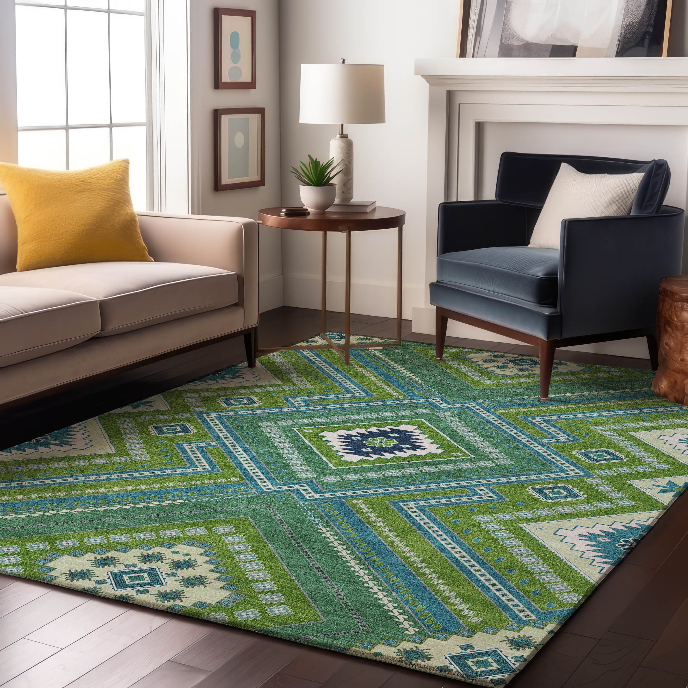 Ghent Machine Washable Transitional Lime Green Rug 2'6" x 3'10" #shape_Rectangle