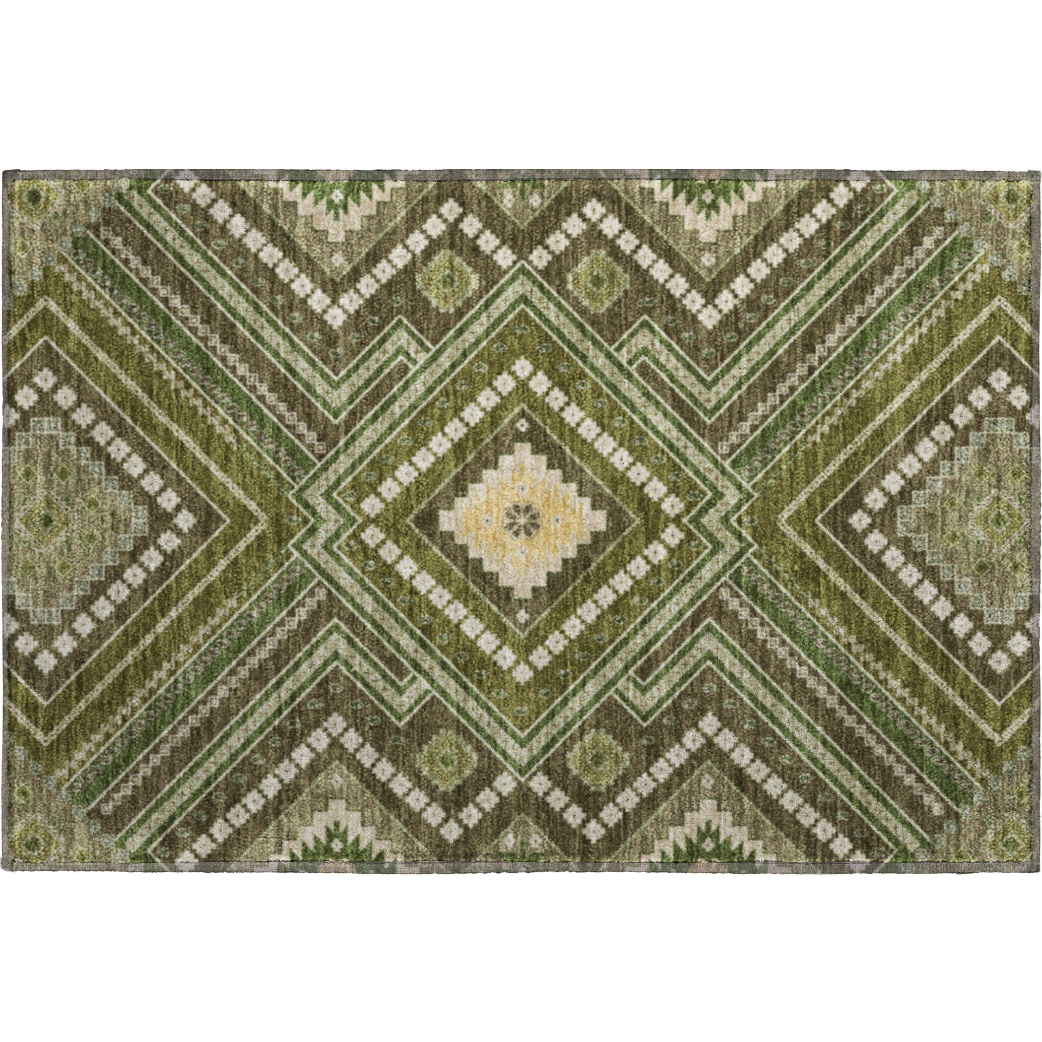 Ghent Machine Washable Transitional Olive Green Rug 1'8" x 2'6" #shape_Rectangle