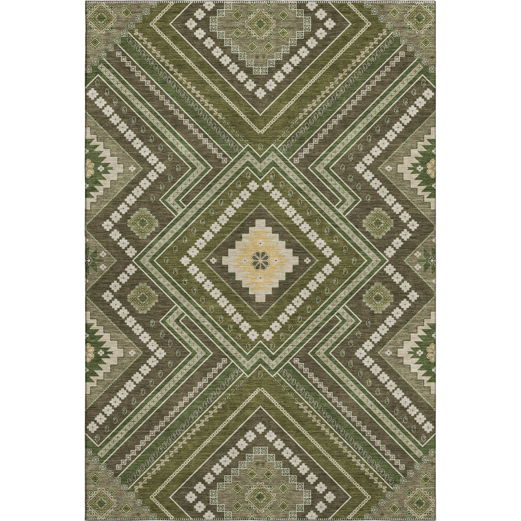 Ghent Machine Washable Transitional Olive Green Rug 2'6" x 3'10" #shape_Rectangle