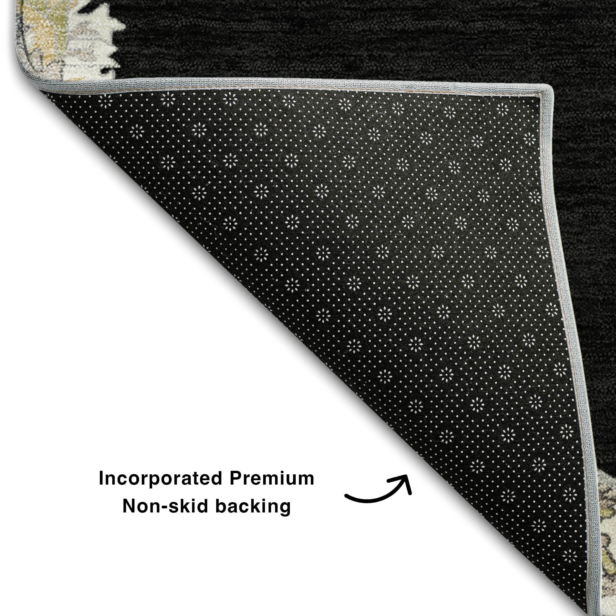 Athens Machine Washable Traditional Black Rug 1'8" x 2'6" #shape_Rectangle
