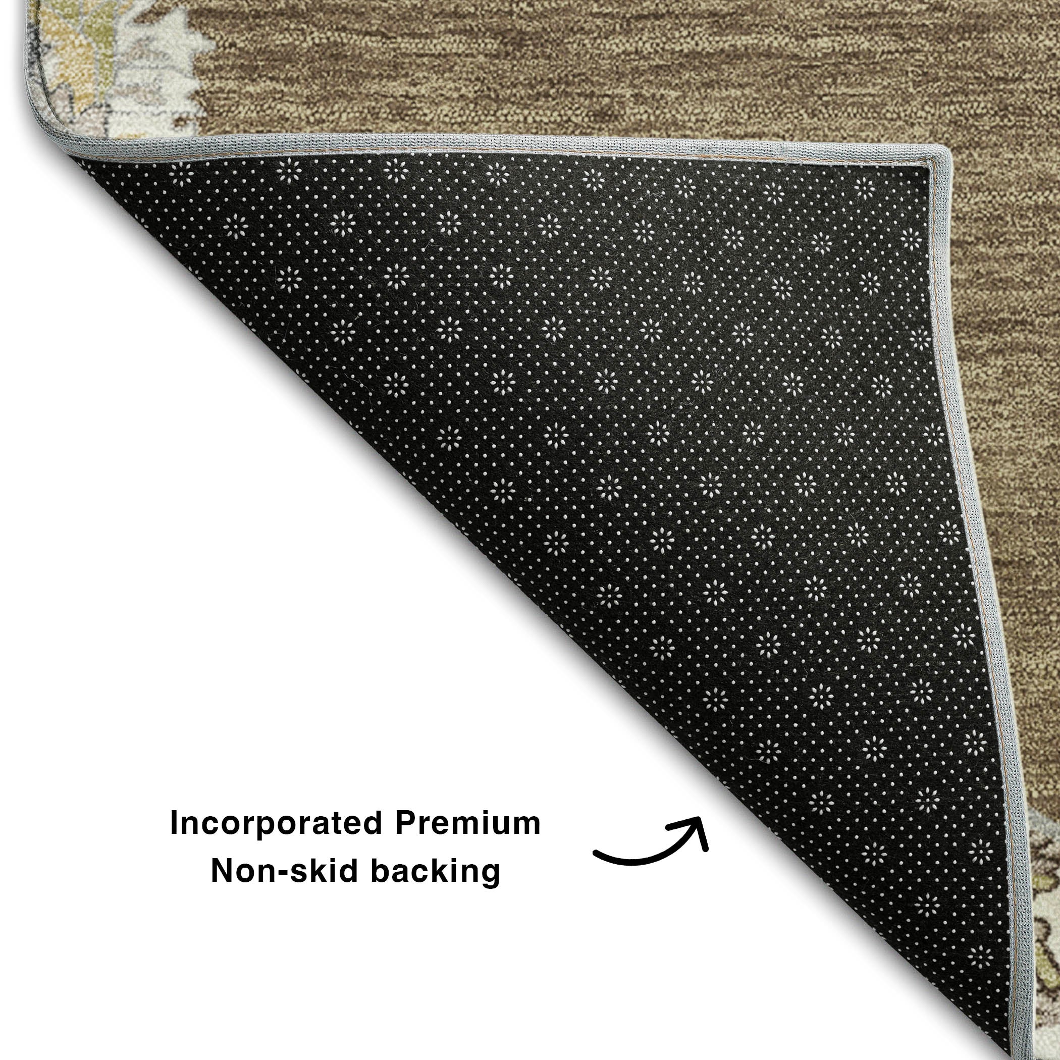 Athens Machine Washable Traditional Brown Rug 1'8" x 2'6" #shape_Rectangle