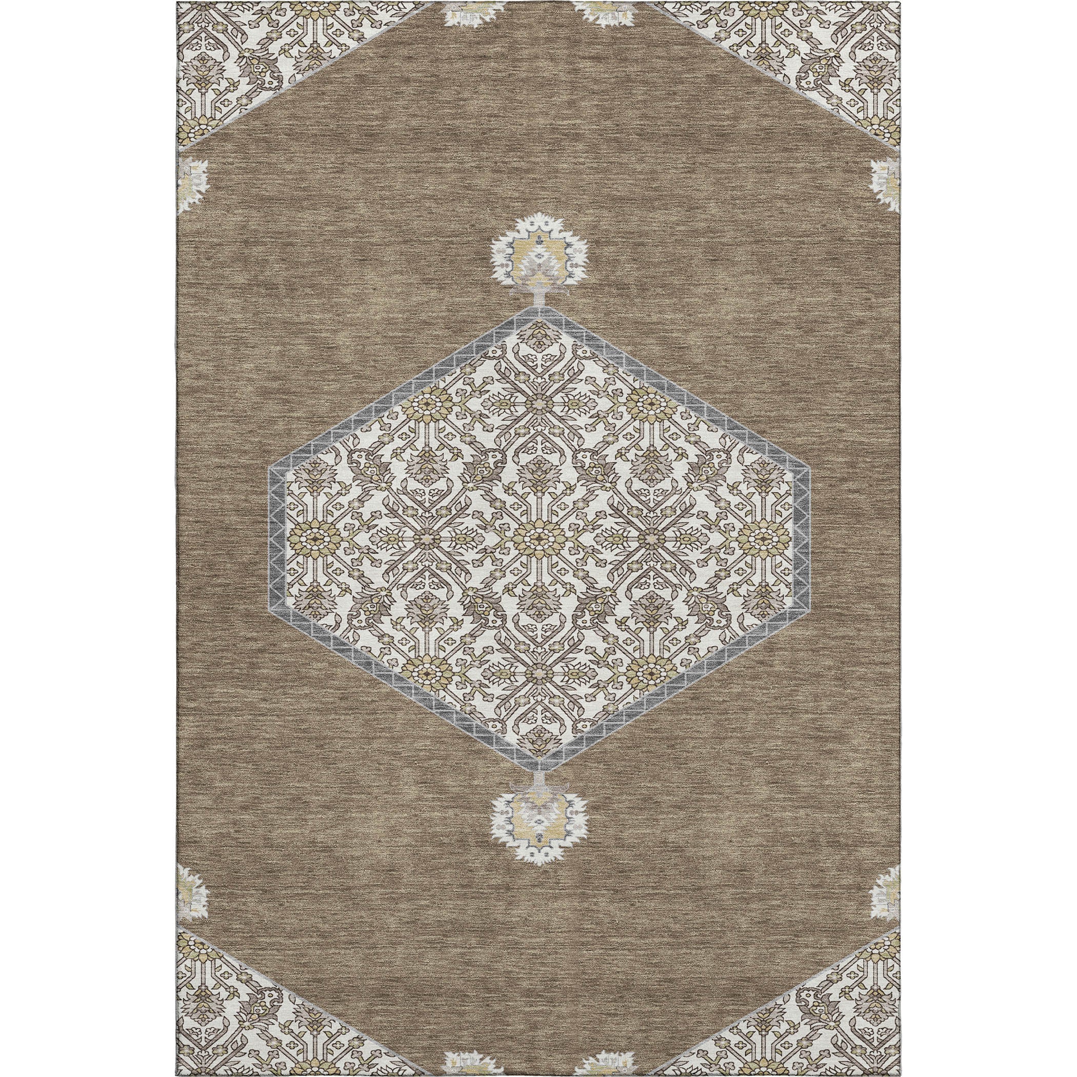 Athens Machine Washable Traditional Brown Rug 2'6" x 3'10" #shape_Rectangle