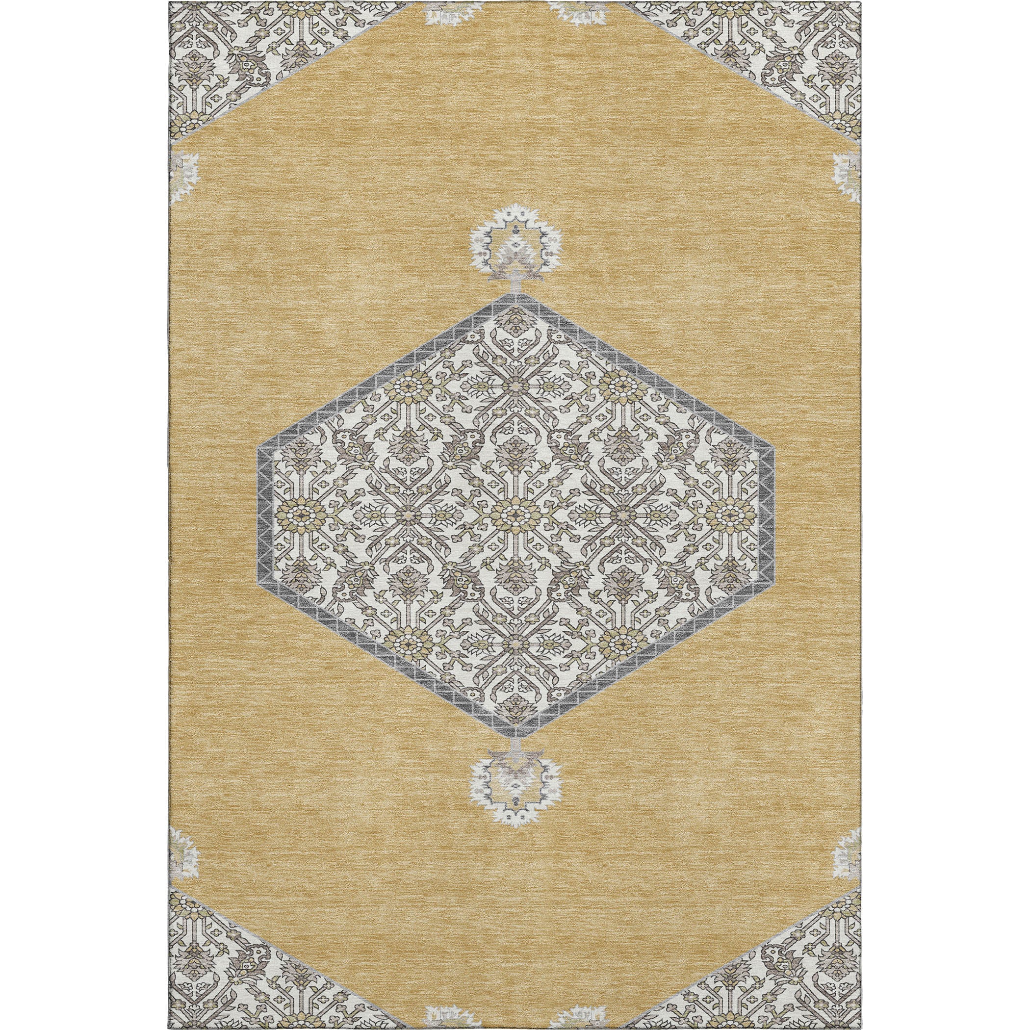 Athens Machine Washable Traditional Gold Rug 2'6" x 3'10" #shape_Rectangle