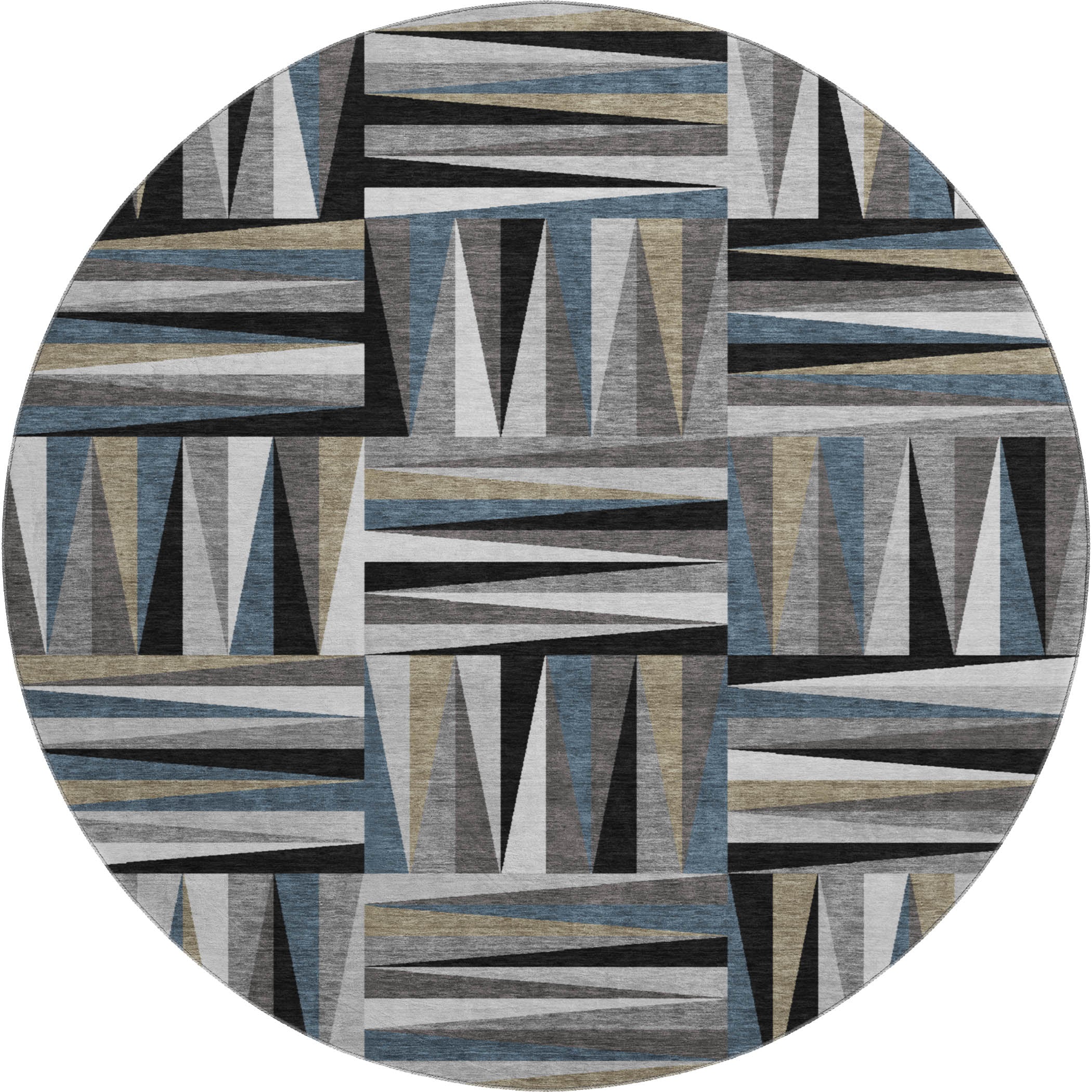 Bruges Machine Washable Transitional Black Rug 8' x 8' #shape_Round