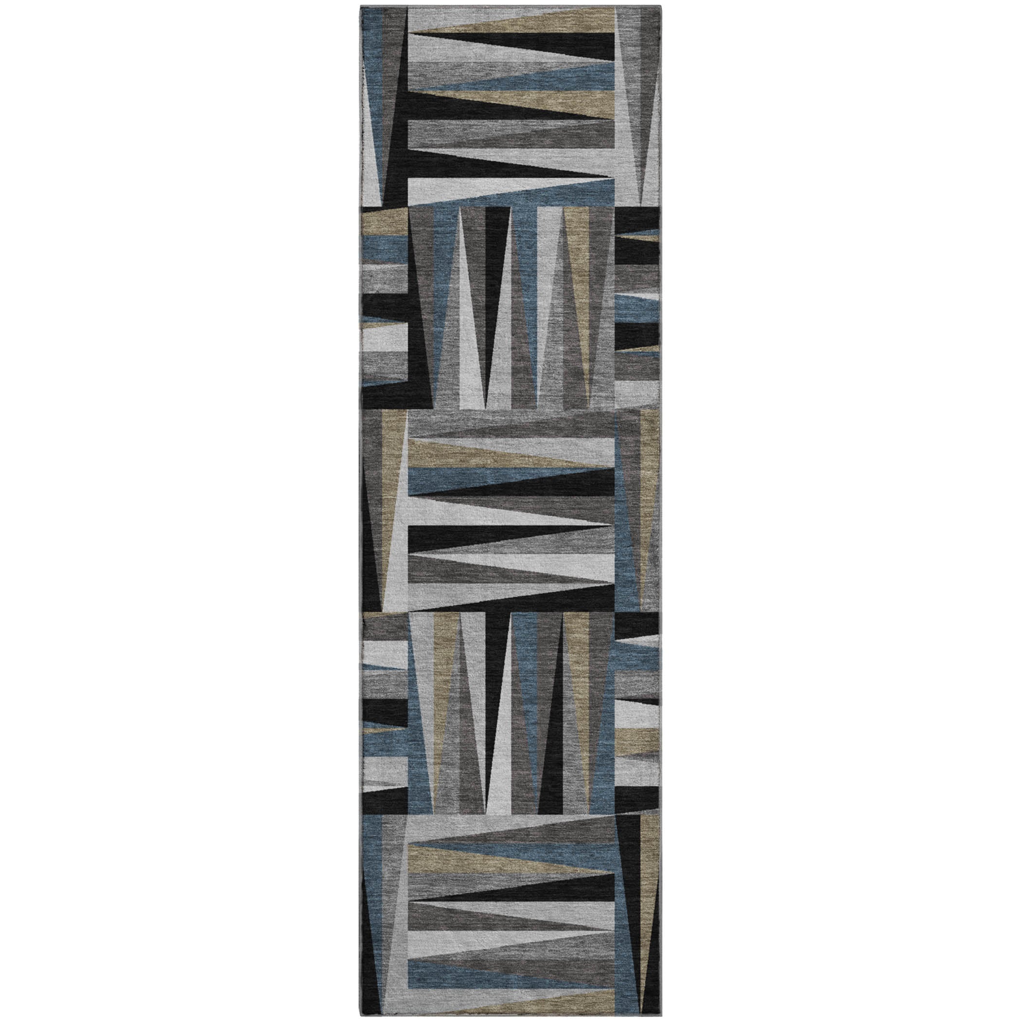 Bruges Machine Washable Transitional Black Rug 2'3" x 7'6" #shape_Runner