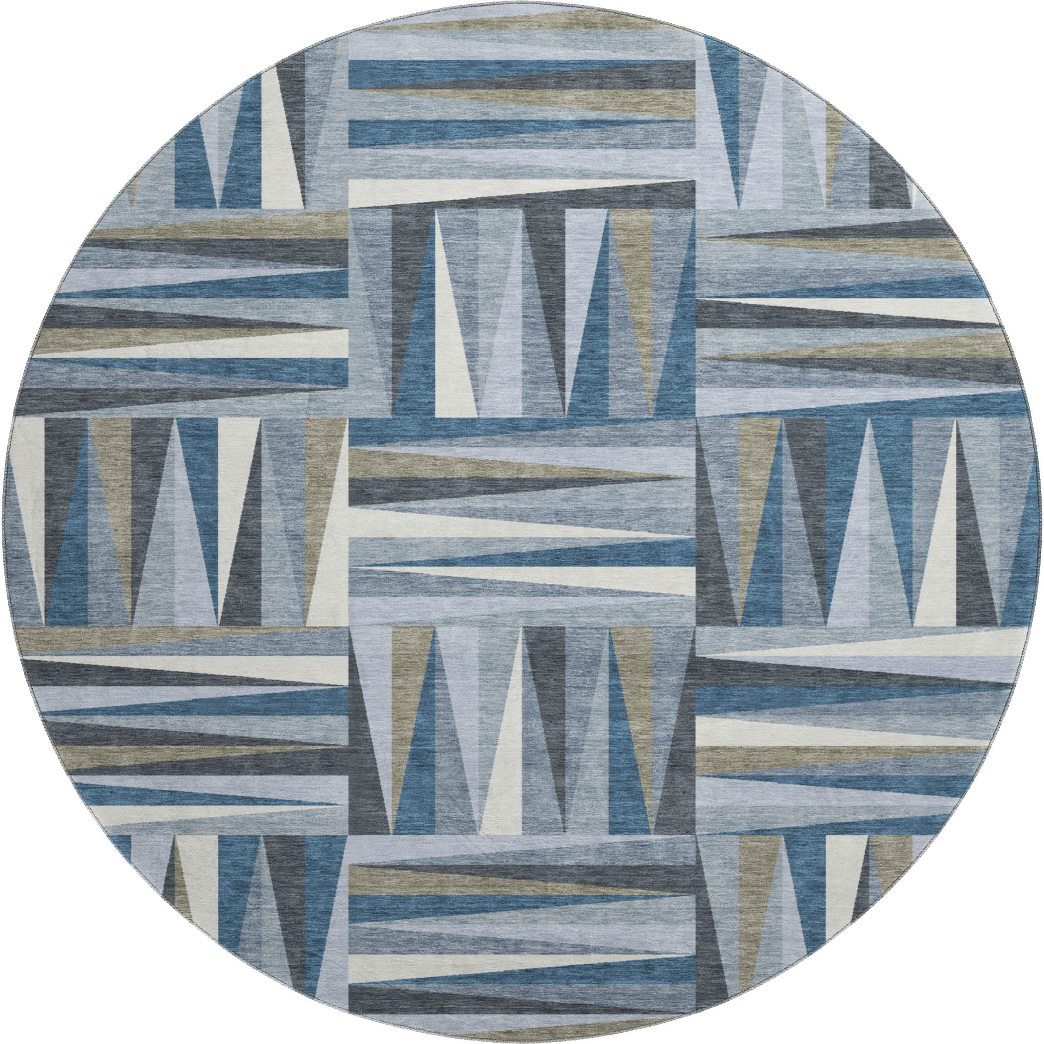 Bruges Machine Washable Transitional Denim Blue Rug 8' x 8' #shape_Round