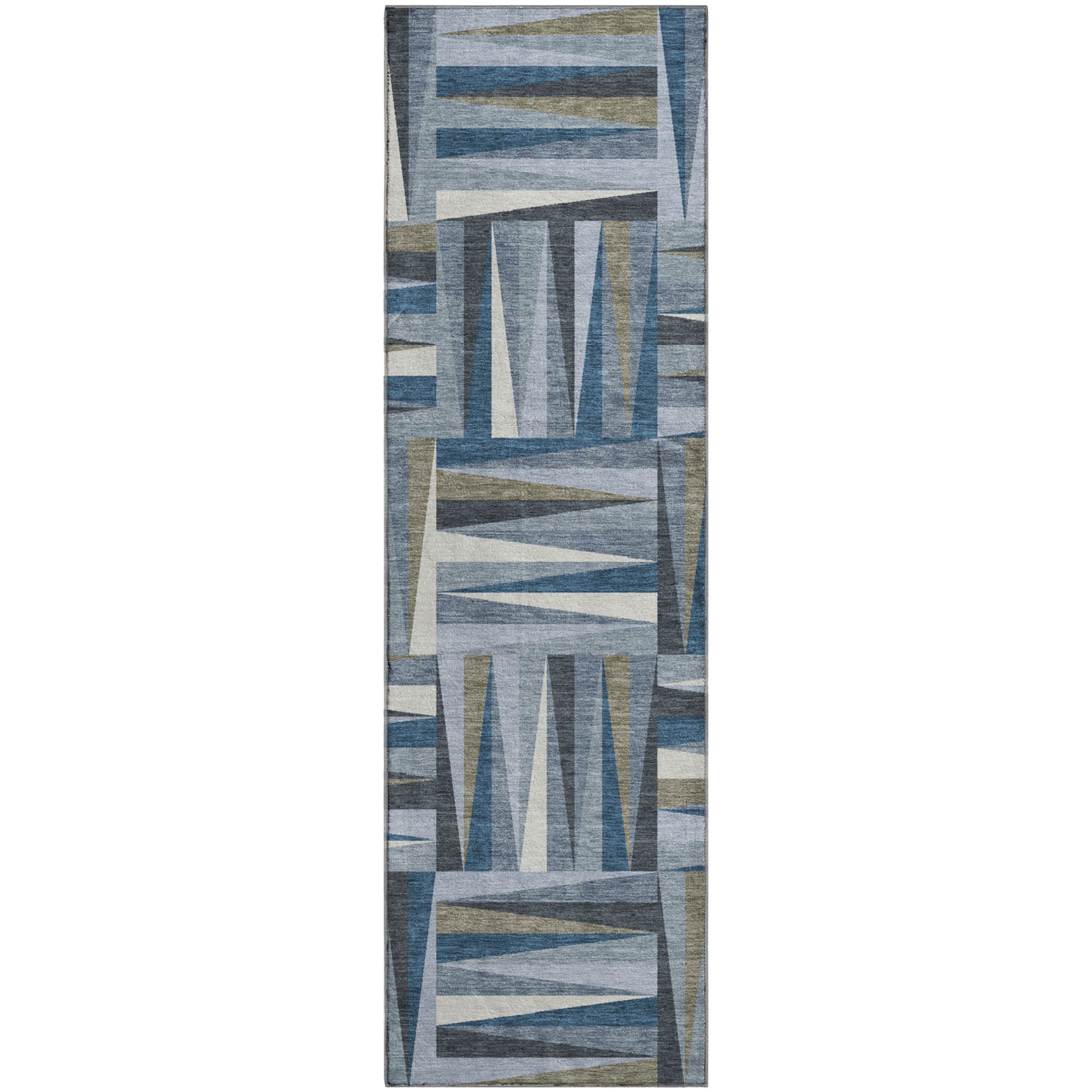 Bruges Machine Washable Transitional Denim Blue Rug 2'3" x 7'6" #shape_Runner
