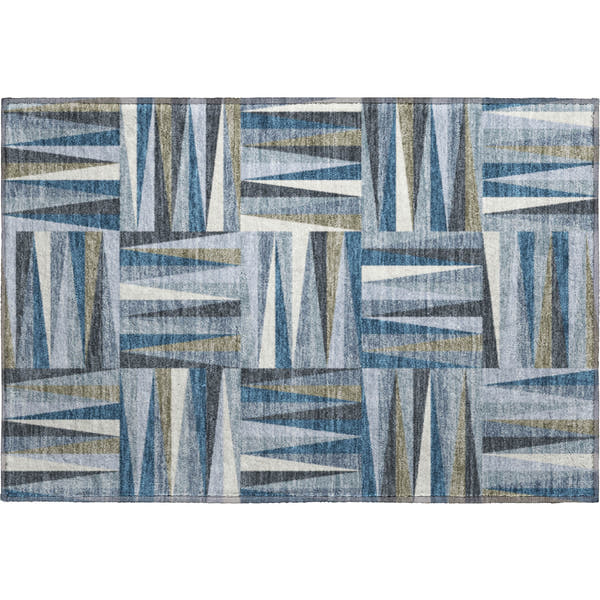 Bruges Machine Washable Transitional Denim Blue Rug 1'8" x 2'6"