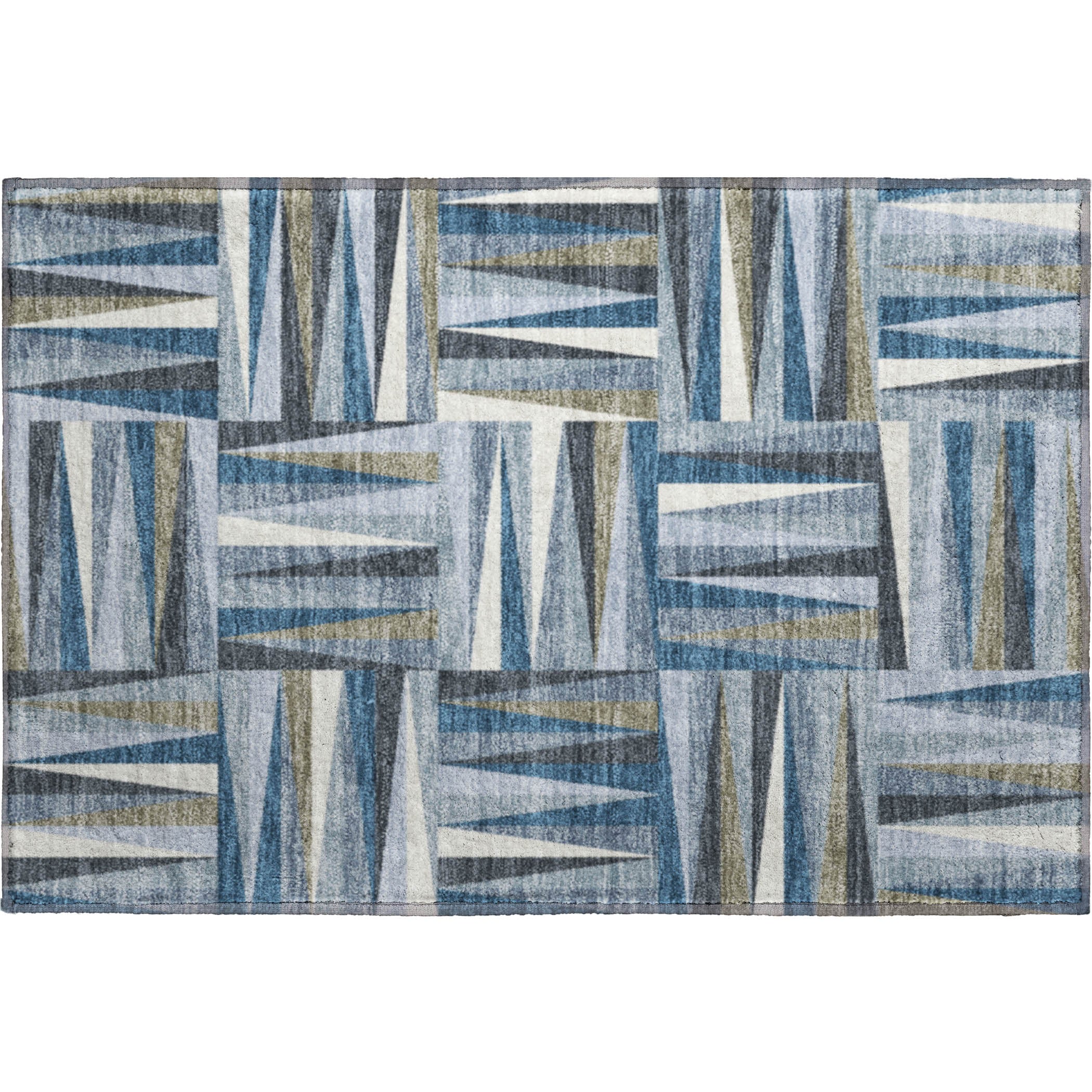 Bruges Machine Washable Transitional Denim Blue Rug 1'8" x 2'6" #shape_Rectangle
