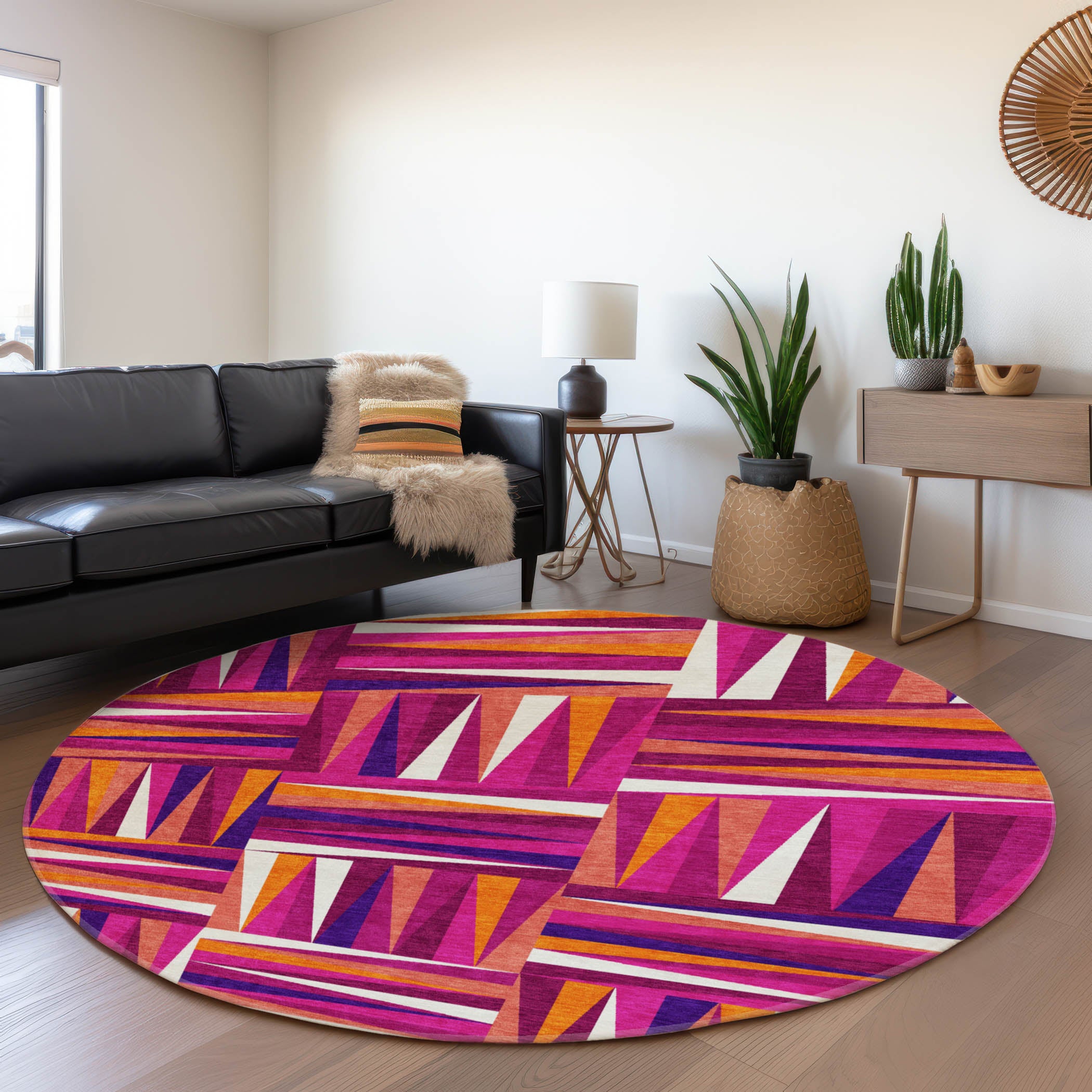 Bruges Machine Washable Transitional Garnet Red Rug 8' x 8' #shape_Round