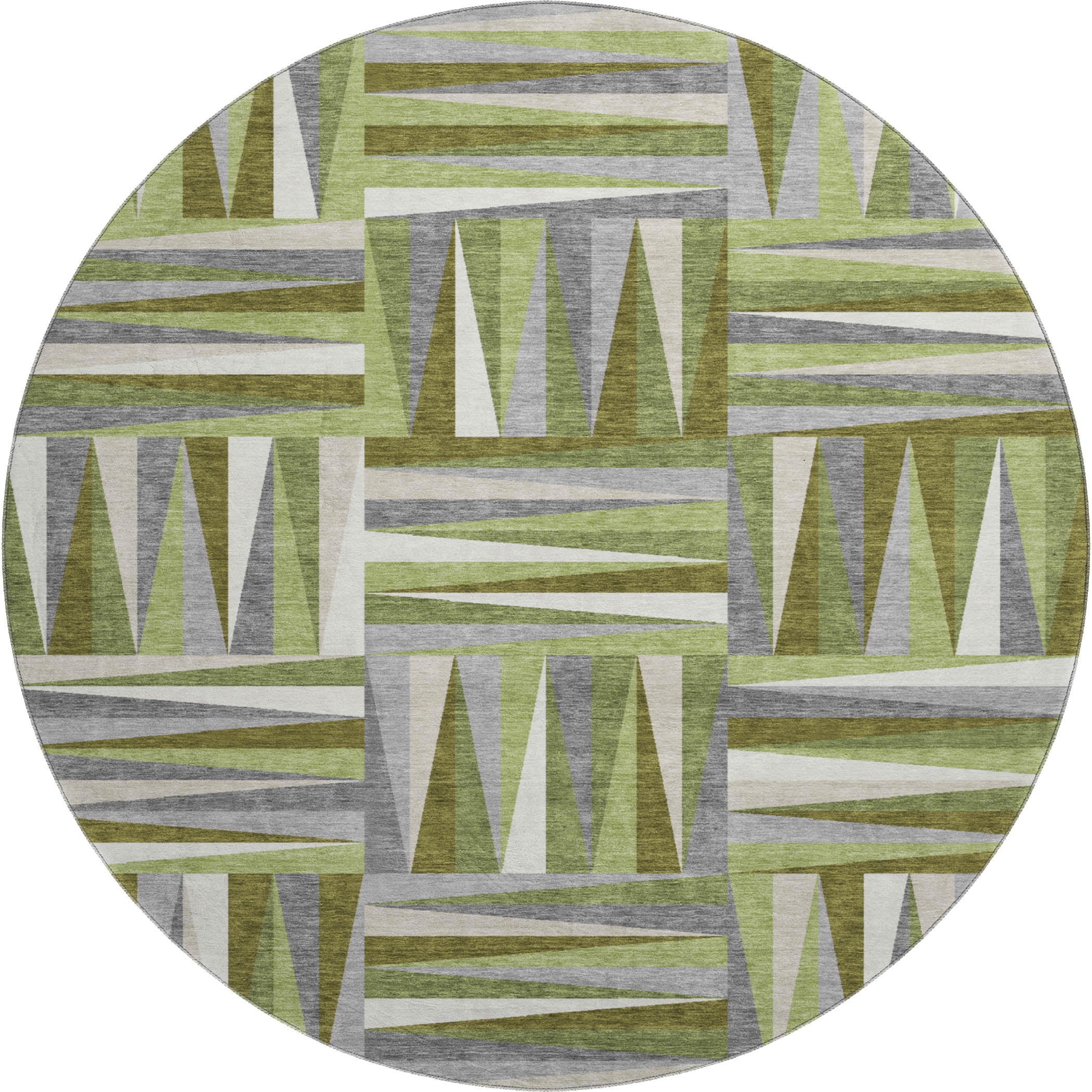 Bruges Machine Washable Transitional Green Rug 8' x 8' #shape_Round