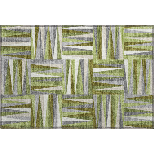 Bruges Machine Washable Transitional Green Rug 1'8" x 2'6"