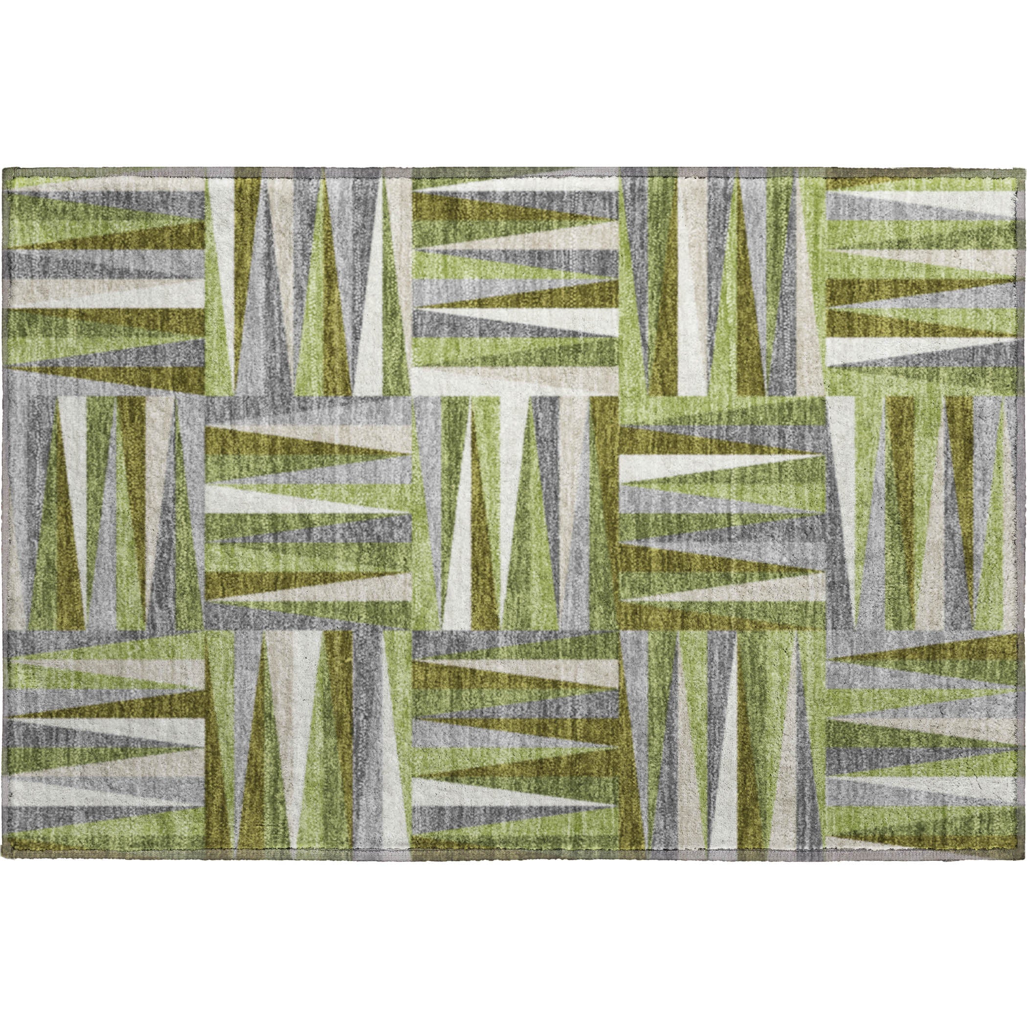 Bruges Machine Washable Transitional Green Rug 1'8" x 2'6" #shape_Rectangle