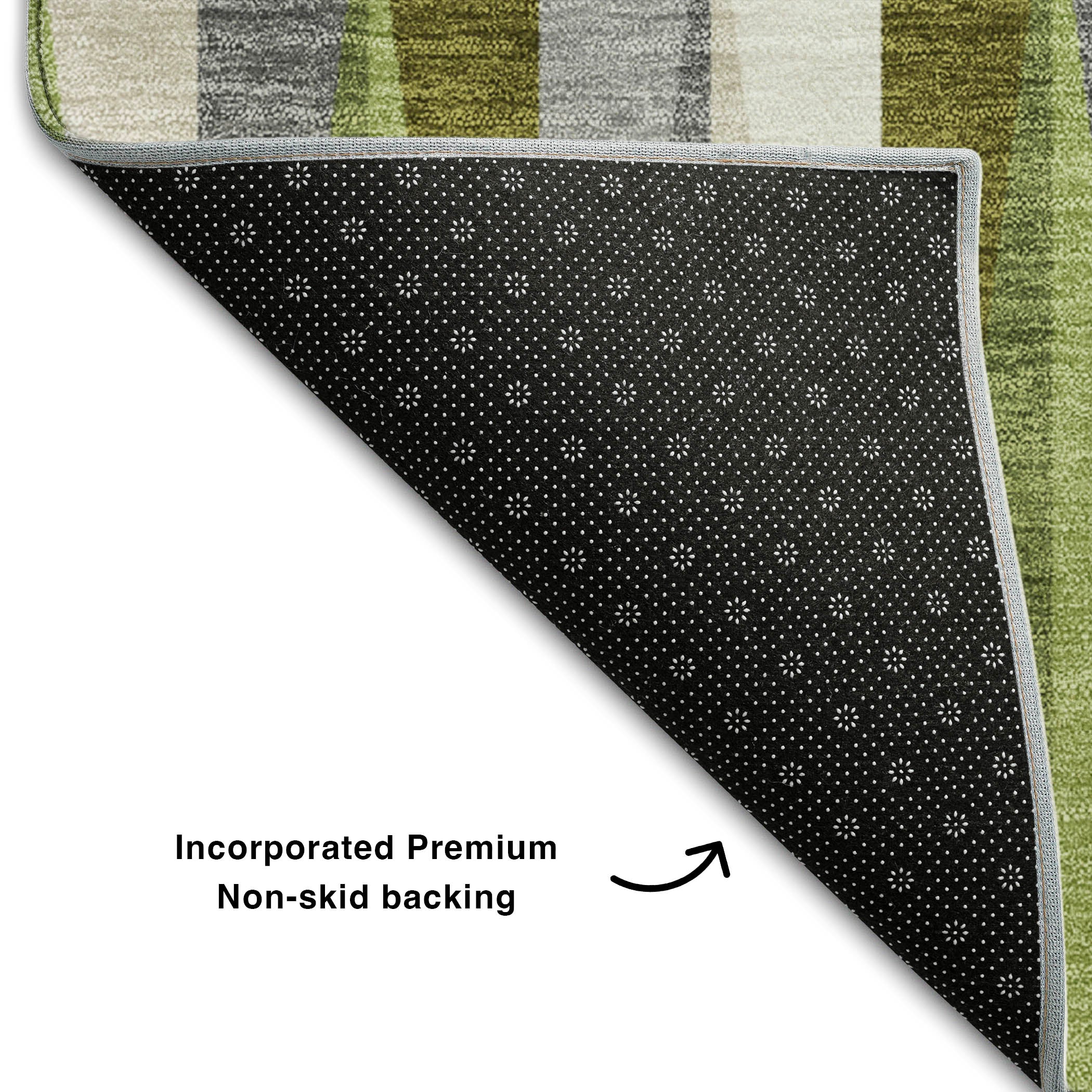 Bruges Machine Washable Transitional Green Rug 1'8" x 2'6" #shape_Rectangle
