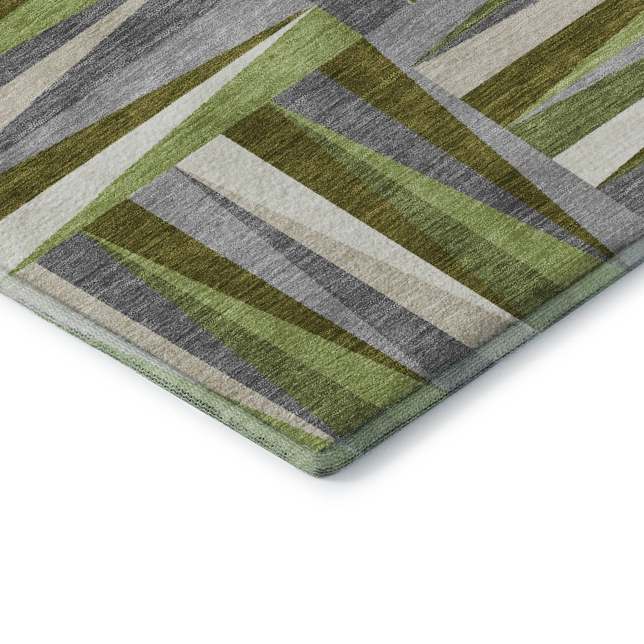 Bruges Machine Washable Transitional Green Rug 1'8" x 2'6" #shape_Rectangle