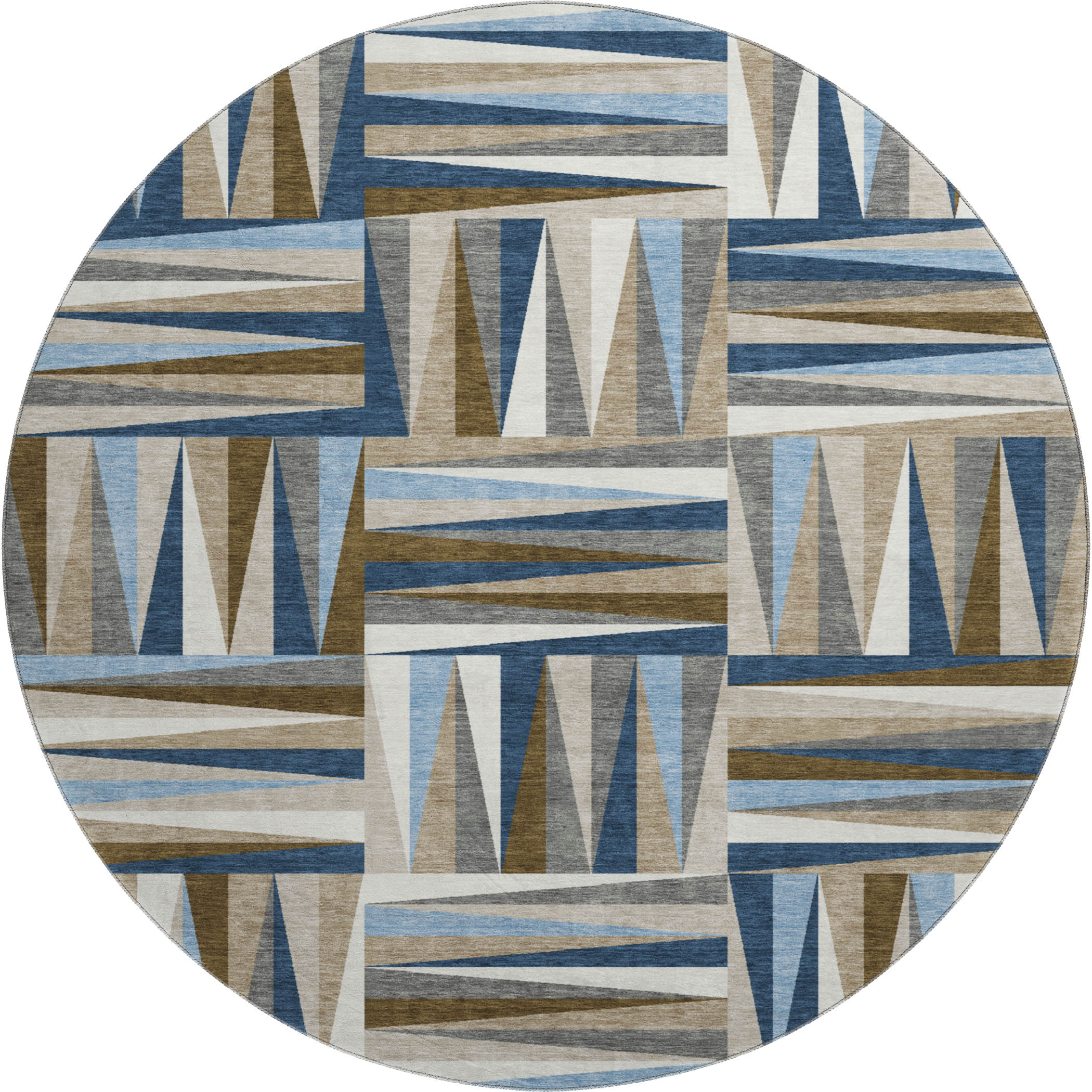 Bruges Machine Washable Transitional Navy Blue Rug 8' x 8' #shape_Round