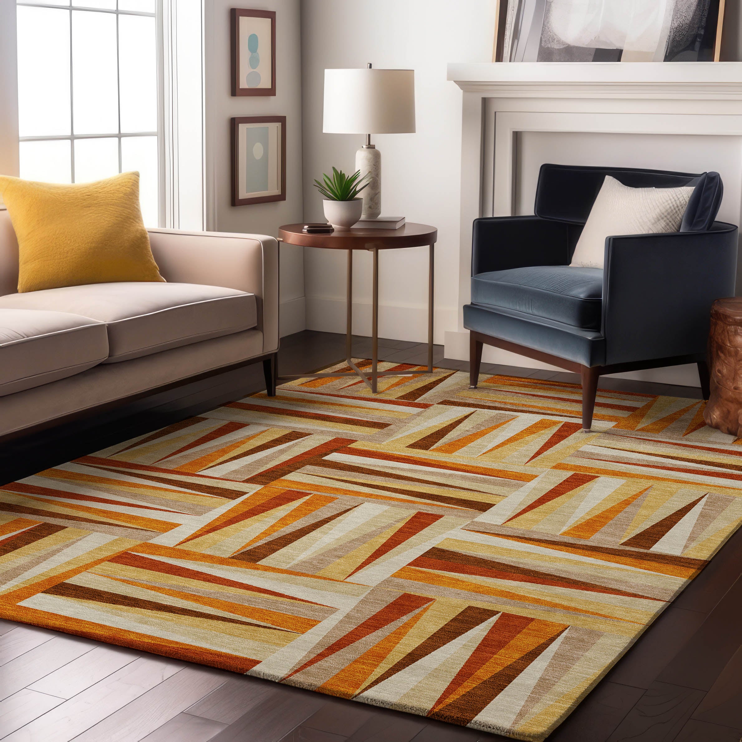 Bruges Machine Washable Transitional Orange Rug 2'6" x 3'10" #shape_Rectangle