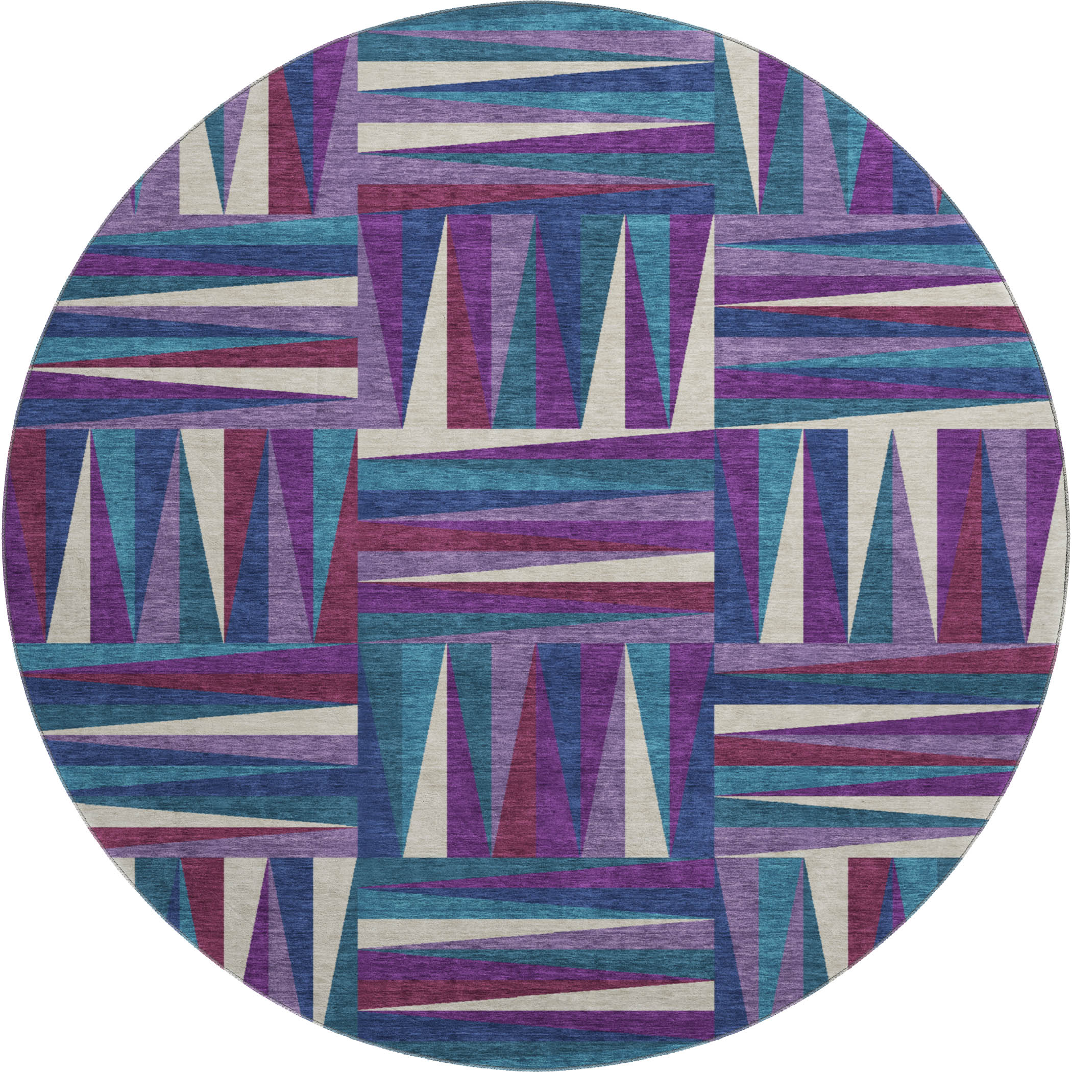 Bruges Machine Washable Transitional Purple Rug 8' x 8' #shape_Round