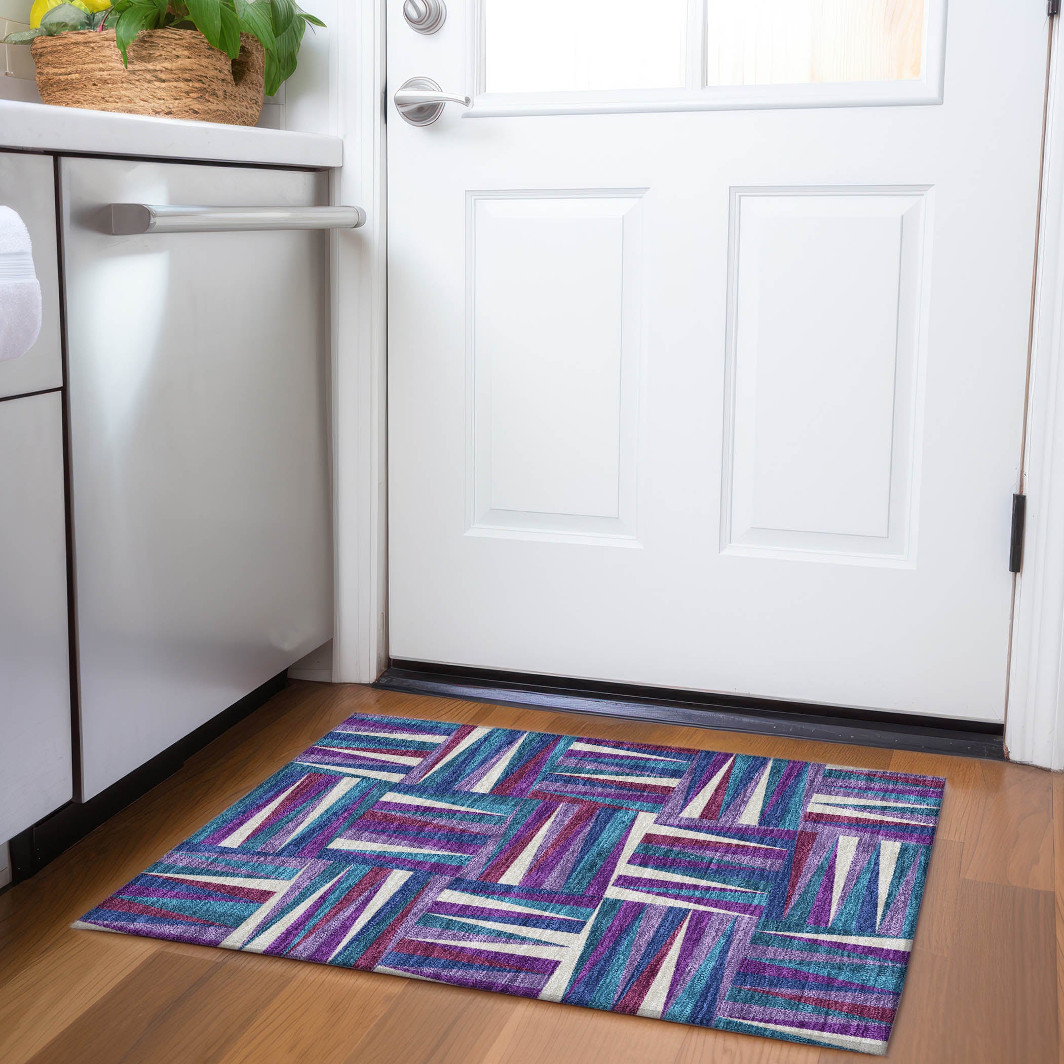 Bruges Machine Washable Transitional Purple Rug 1'8" x 2'6" #shape_Rectangle