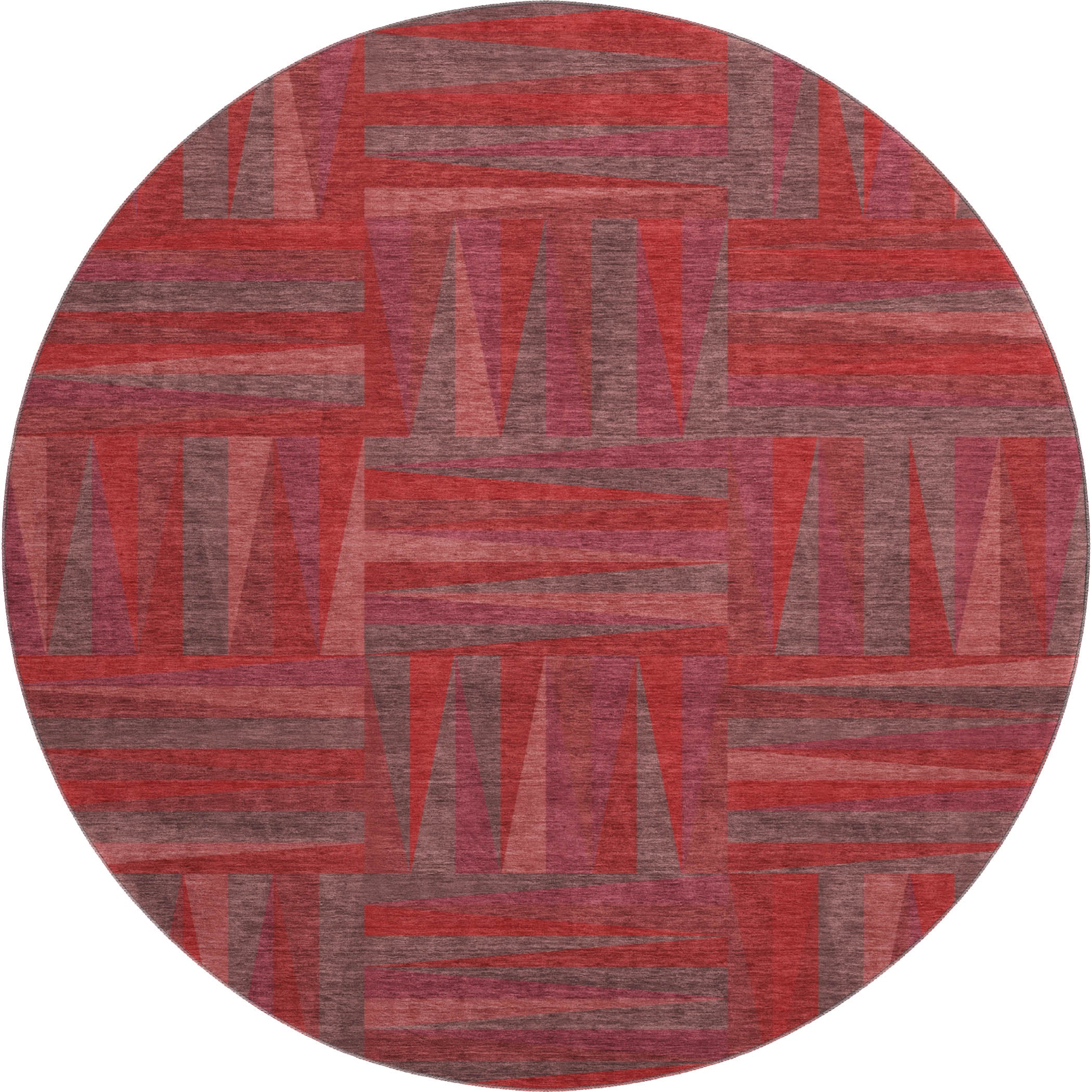 Bruges Machine Washable Transitional Red Rug 8' x 8' #shape_Round