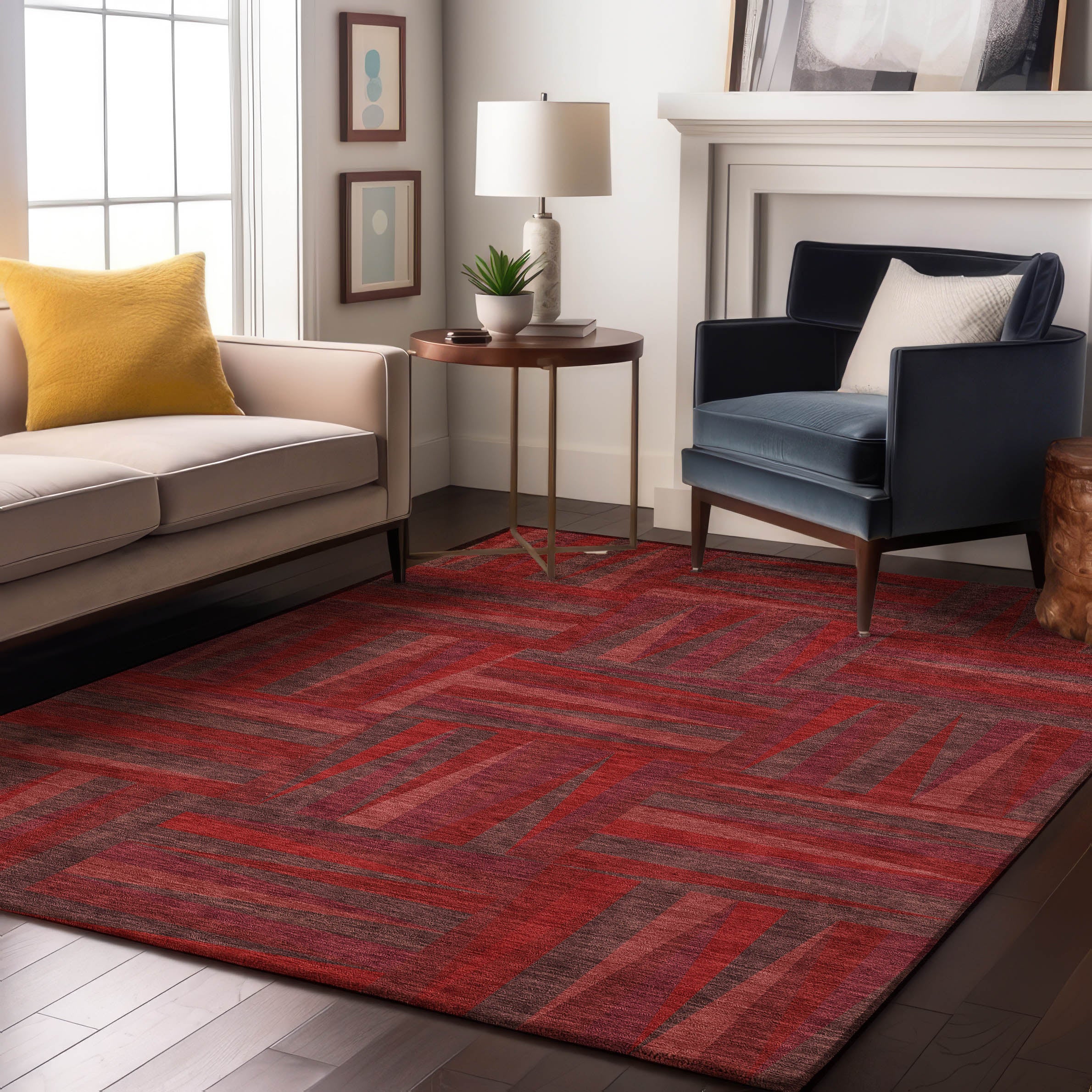 Bruges Machine Washable Transitional Red Rug 2'6" x 3'10" #shape_Rectangle