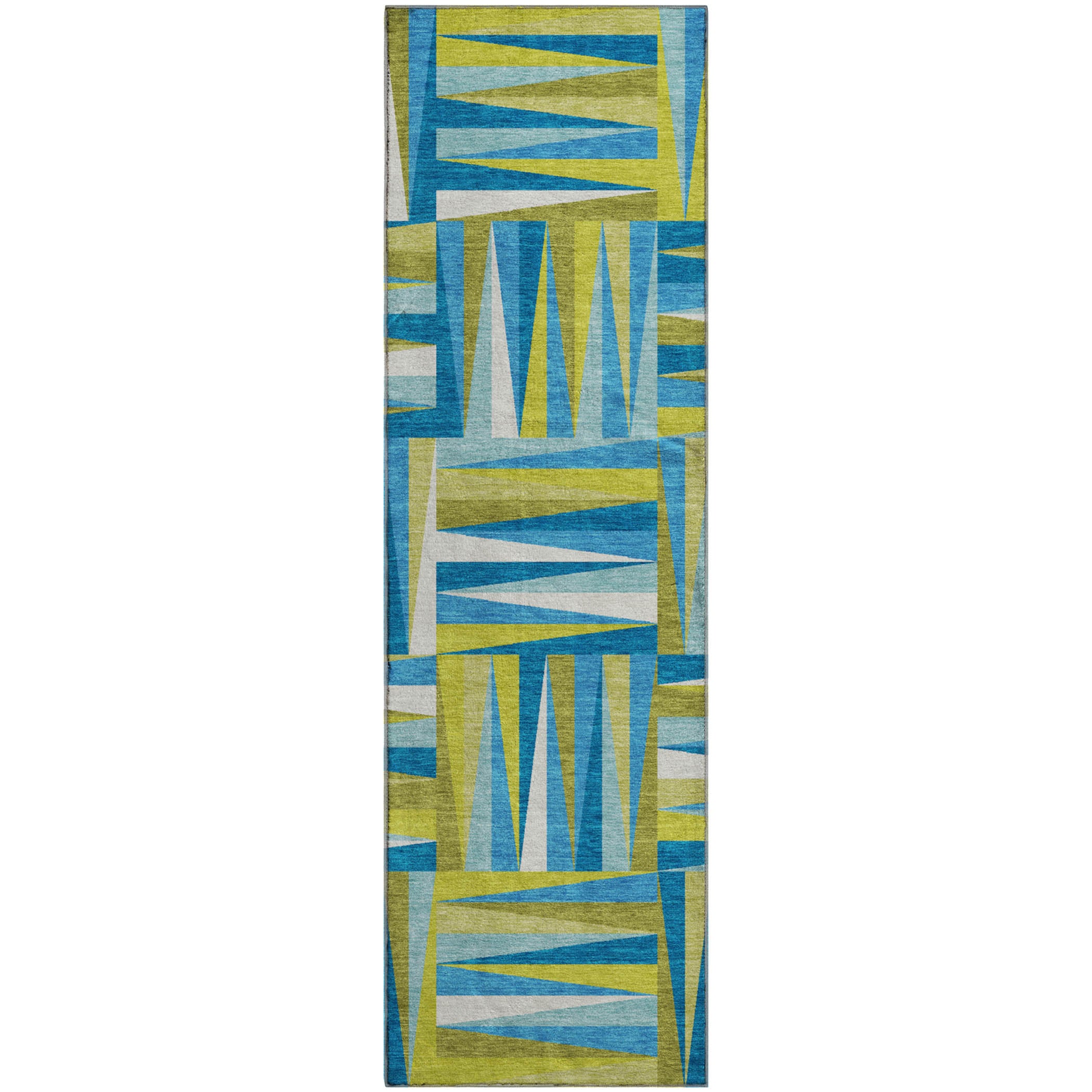 Bruges Machine Washable Transitional Teal Rug 2'3" x 7'6" #shape_Runner