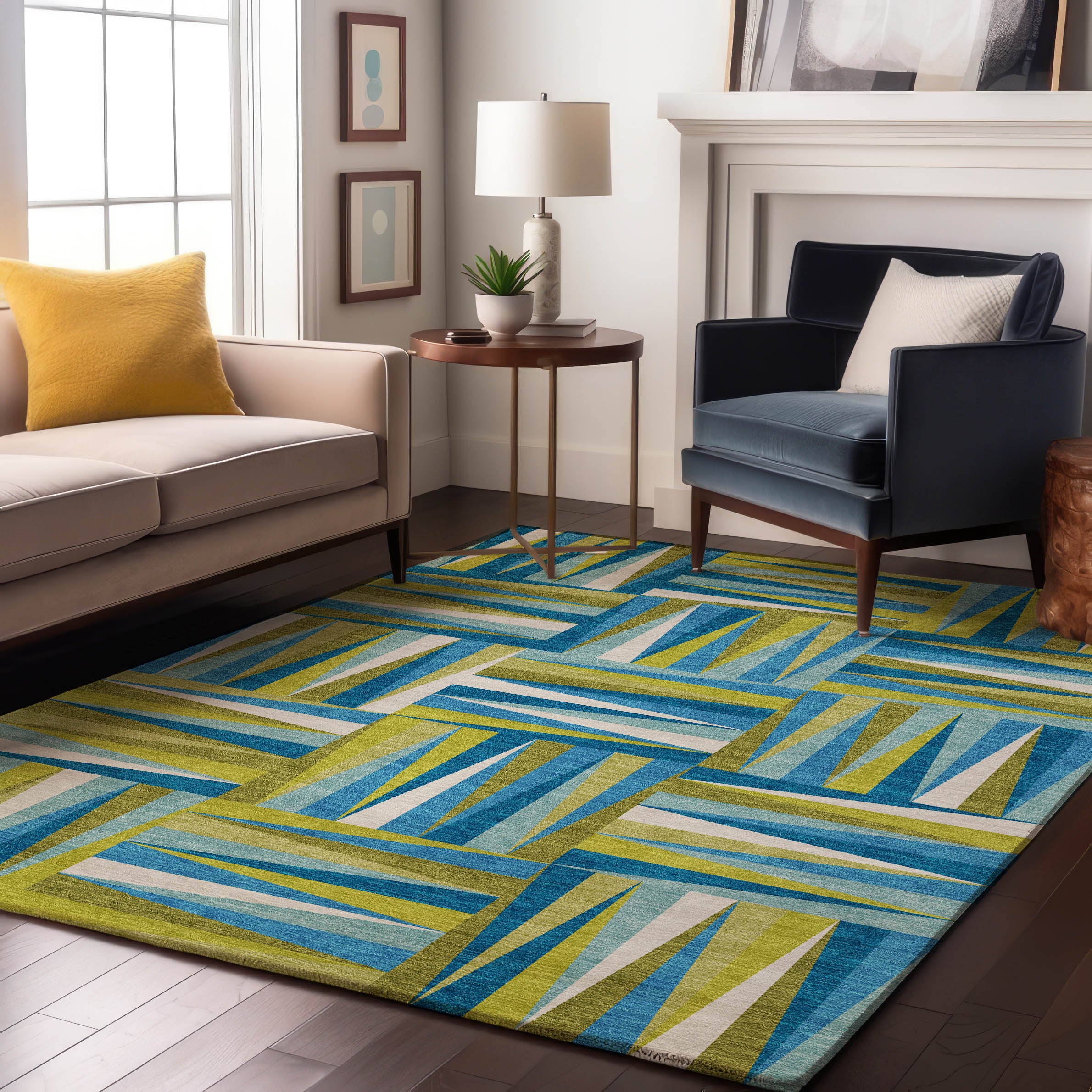 Bruges Machine Washable Transitional Teal Rug 2'6" x 3'10" #shape_Rectangle