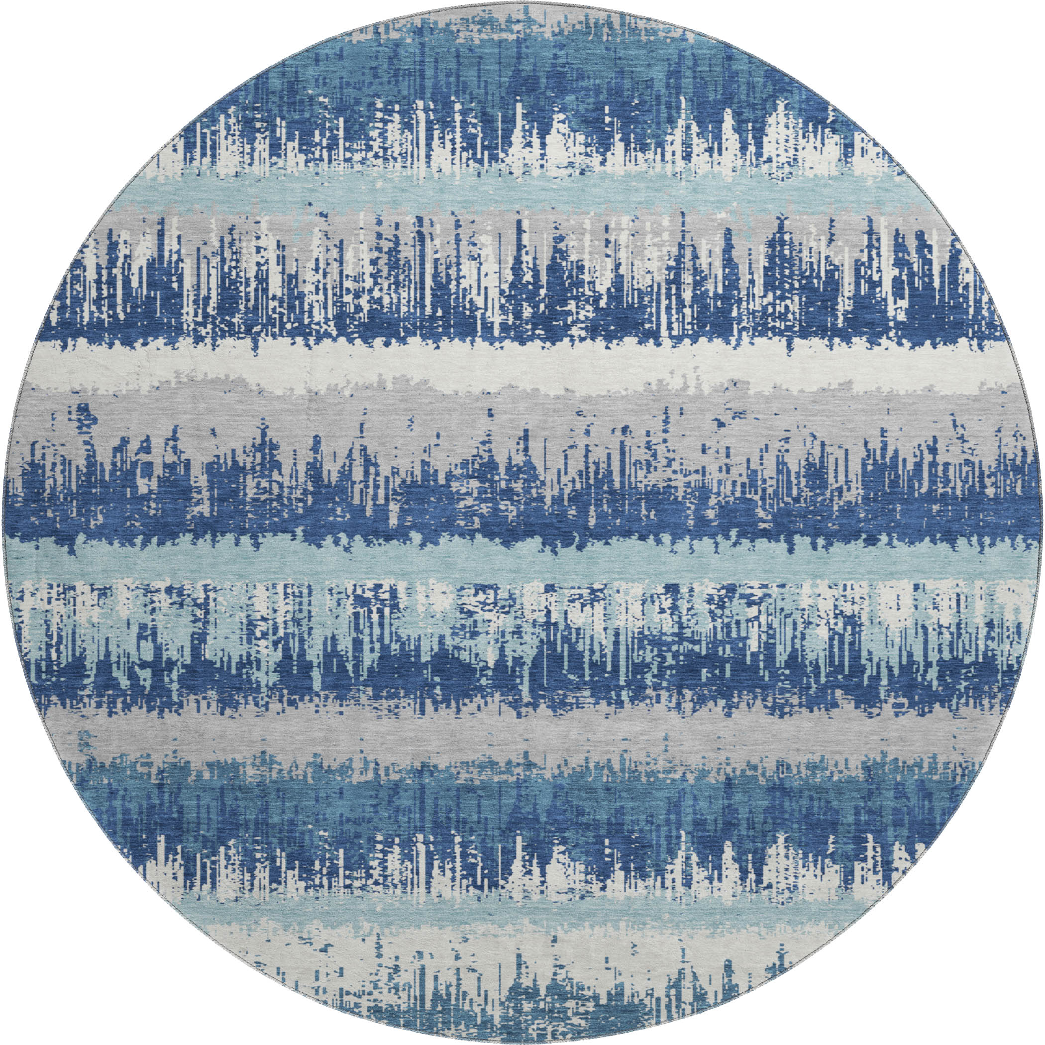 Marrakech Machine Washable Transitional Blue Rug 8' x 8' #shape_Round