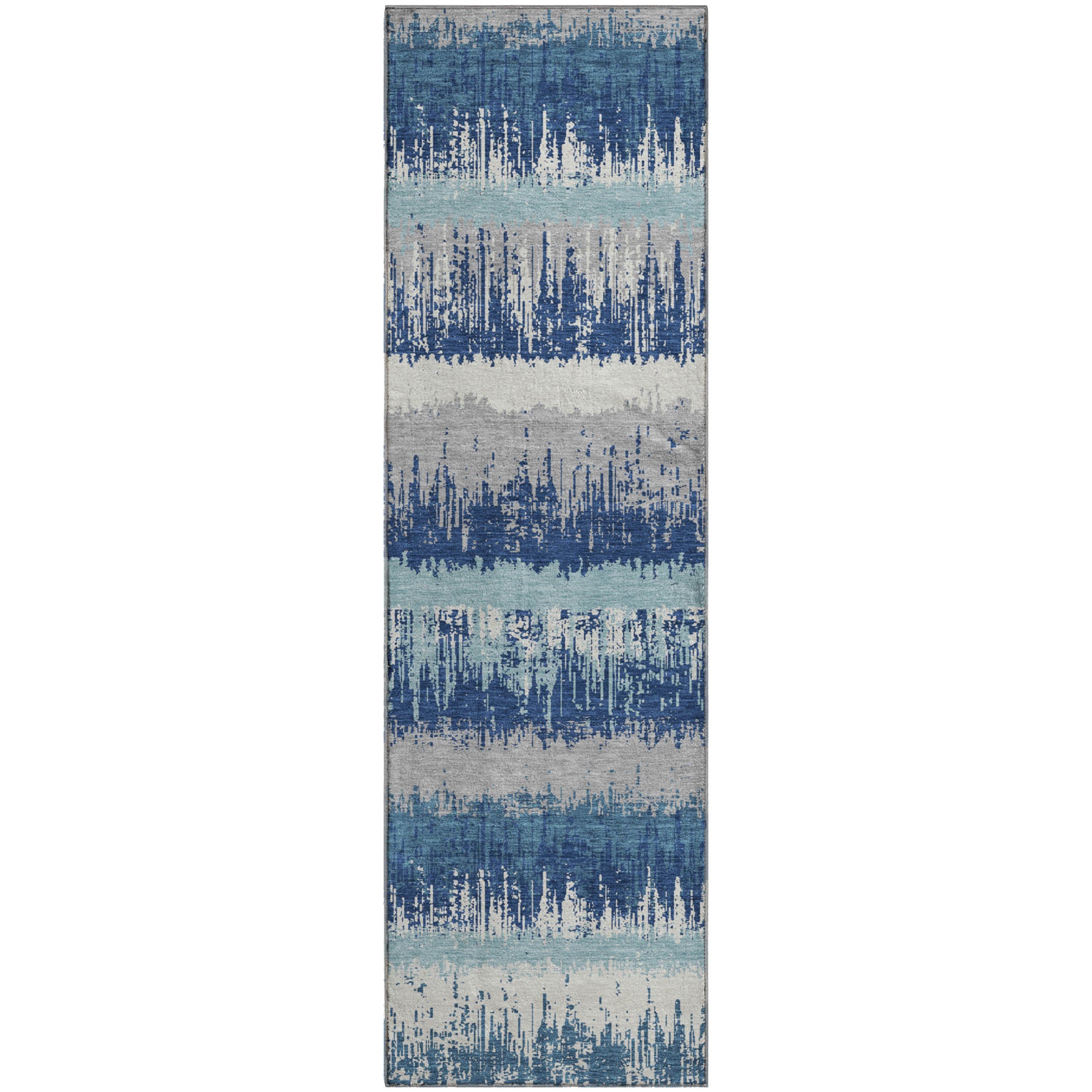 Marrakech Machine Washable Transitional Blue Rug 2'3" x 7'6" #shape_Runner