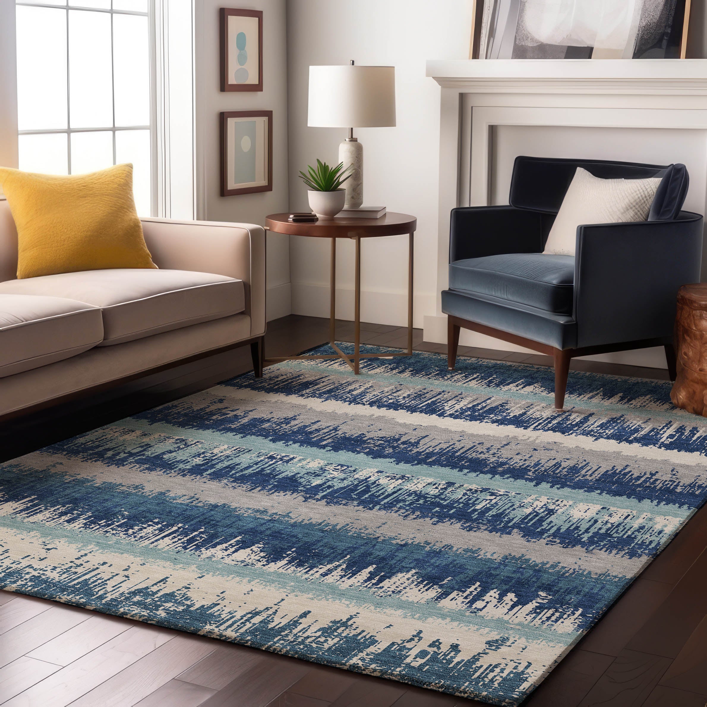 Marrakech Machine Washable Transitional Blue Rug 2'6" x 3'10" #shape_Rectangle
