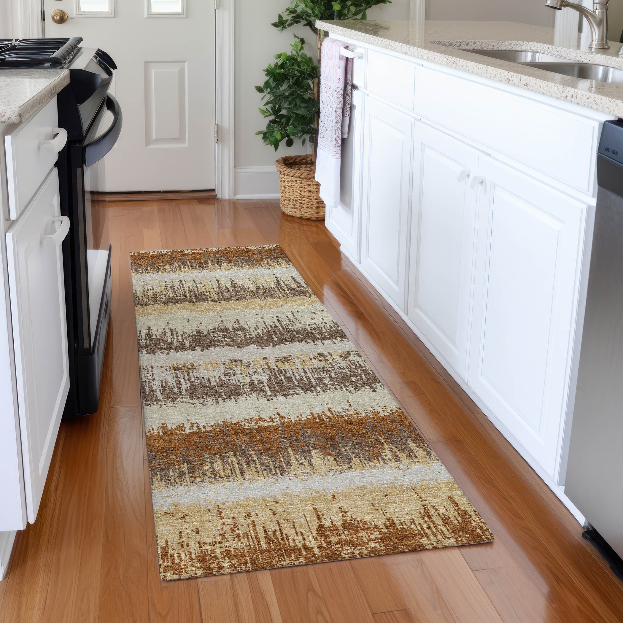 Marrakech Machine Washable Transitional Mocha Brown Rug 2'3" x 7'6" #shape_Runner