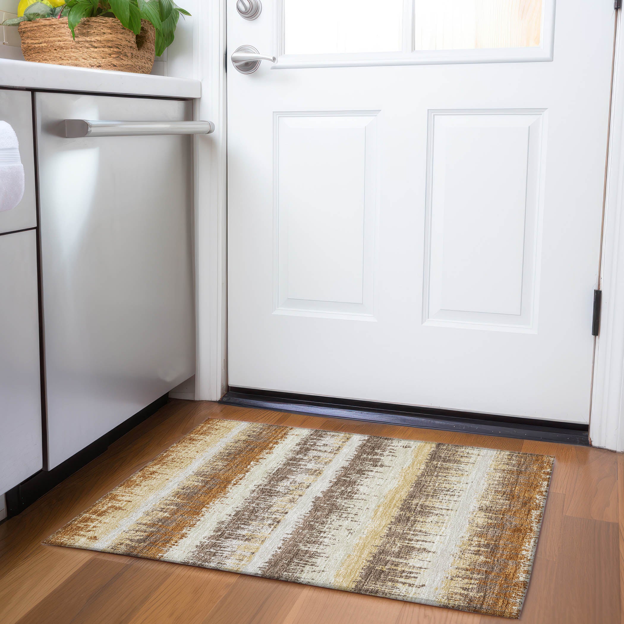 Marrakech Machine Washable Transitional Mocha Brown Rug 1'8" x 2'6" #shape_Rectangle