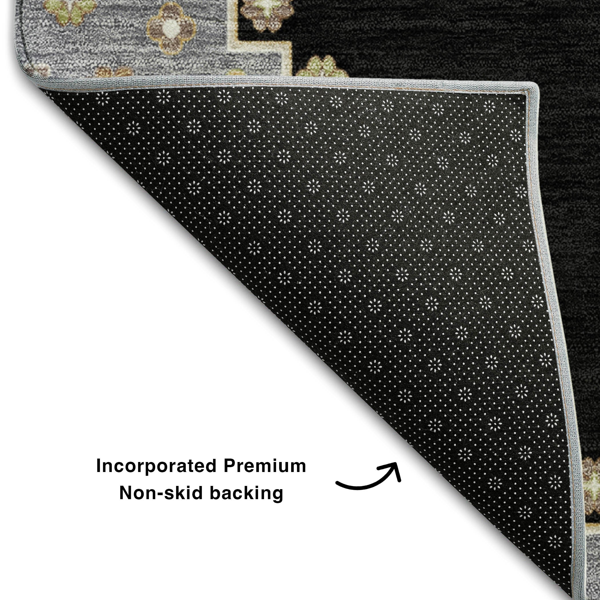 Jaipur Machine Washable Traditional Black Rug 1'8" x 2'6" #shape_Rectangle