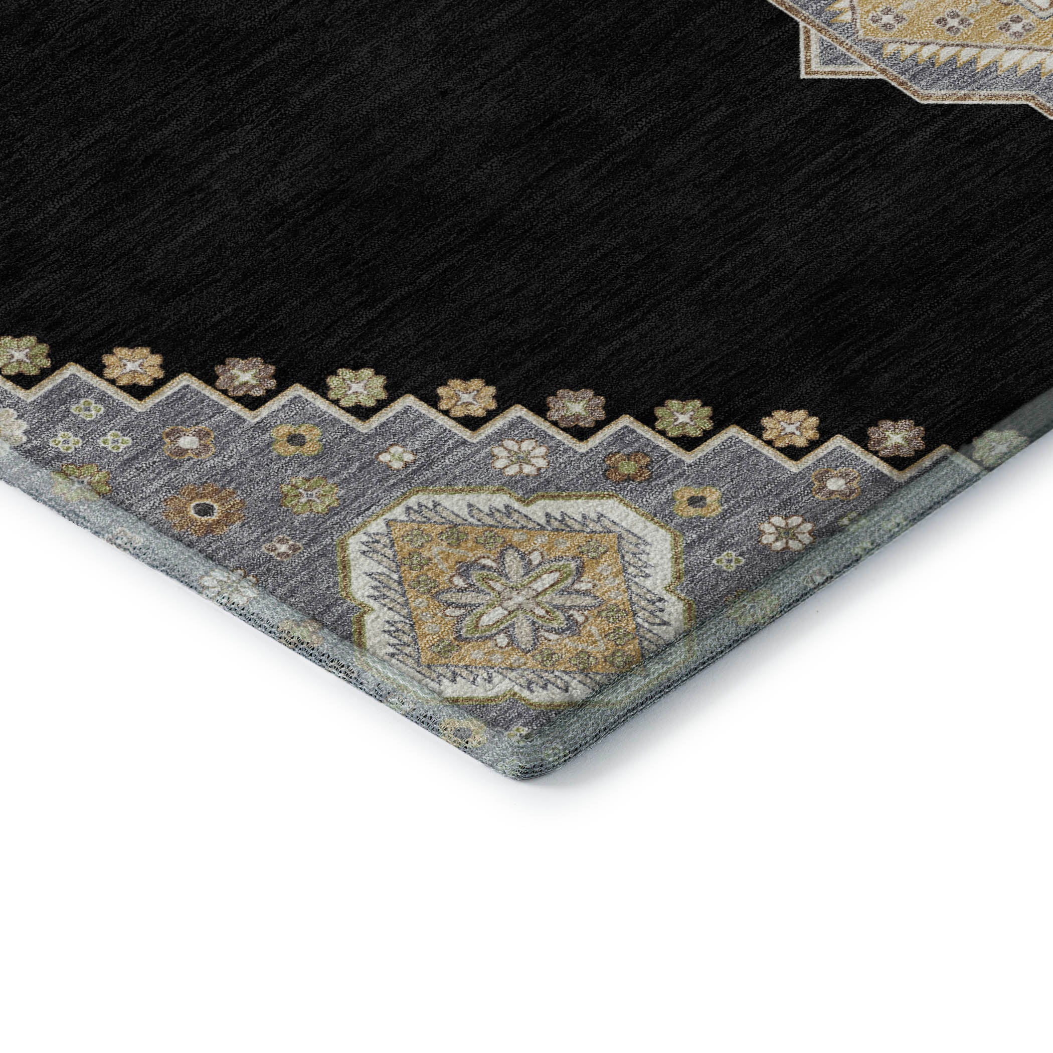Jaipur Machine Washable Traditional Black Rug 1'8" x 2'6" #shape_Rectangle