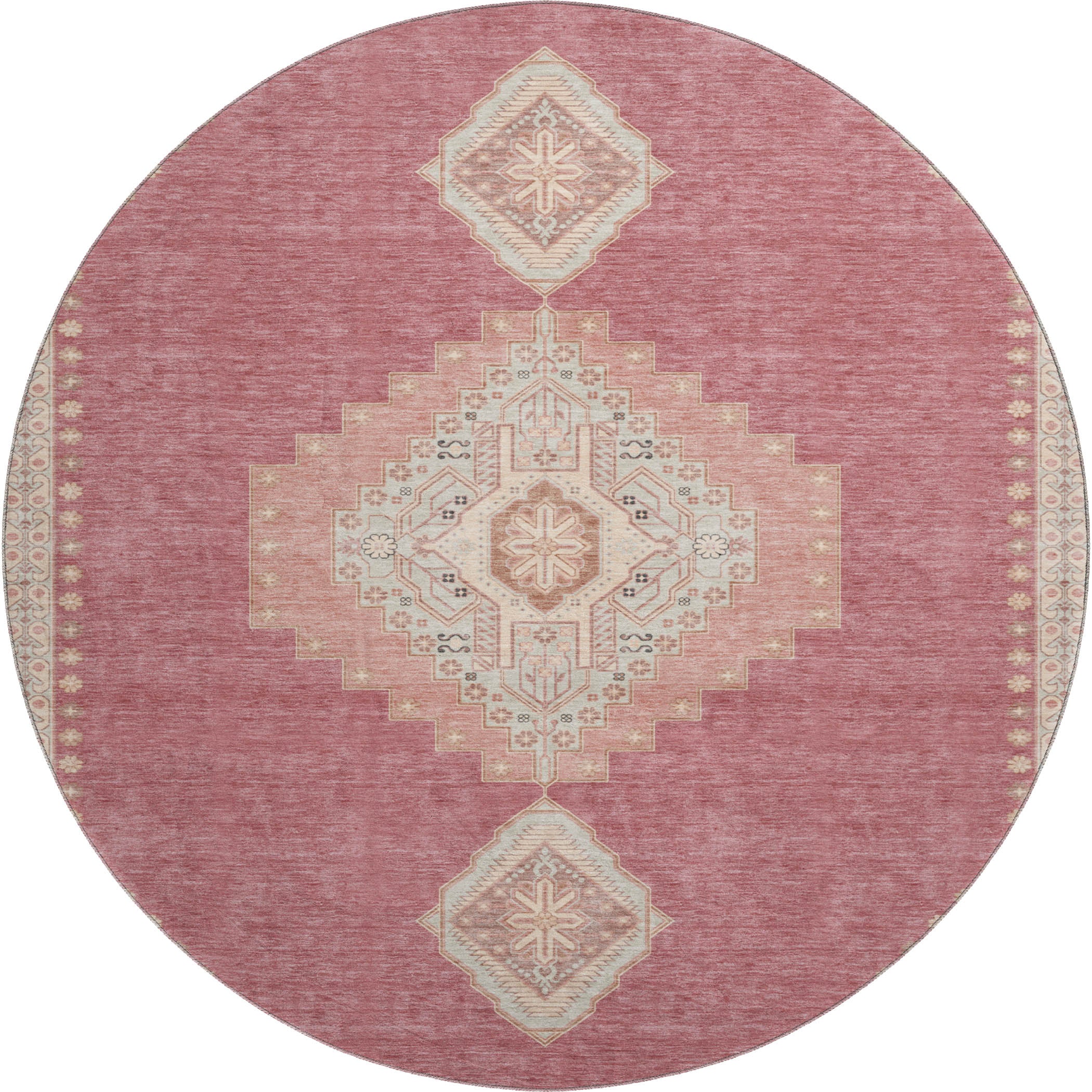 Jaipur Machine Washable Traditional Blush Pink Rug 8' x 8' #shape_Round