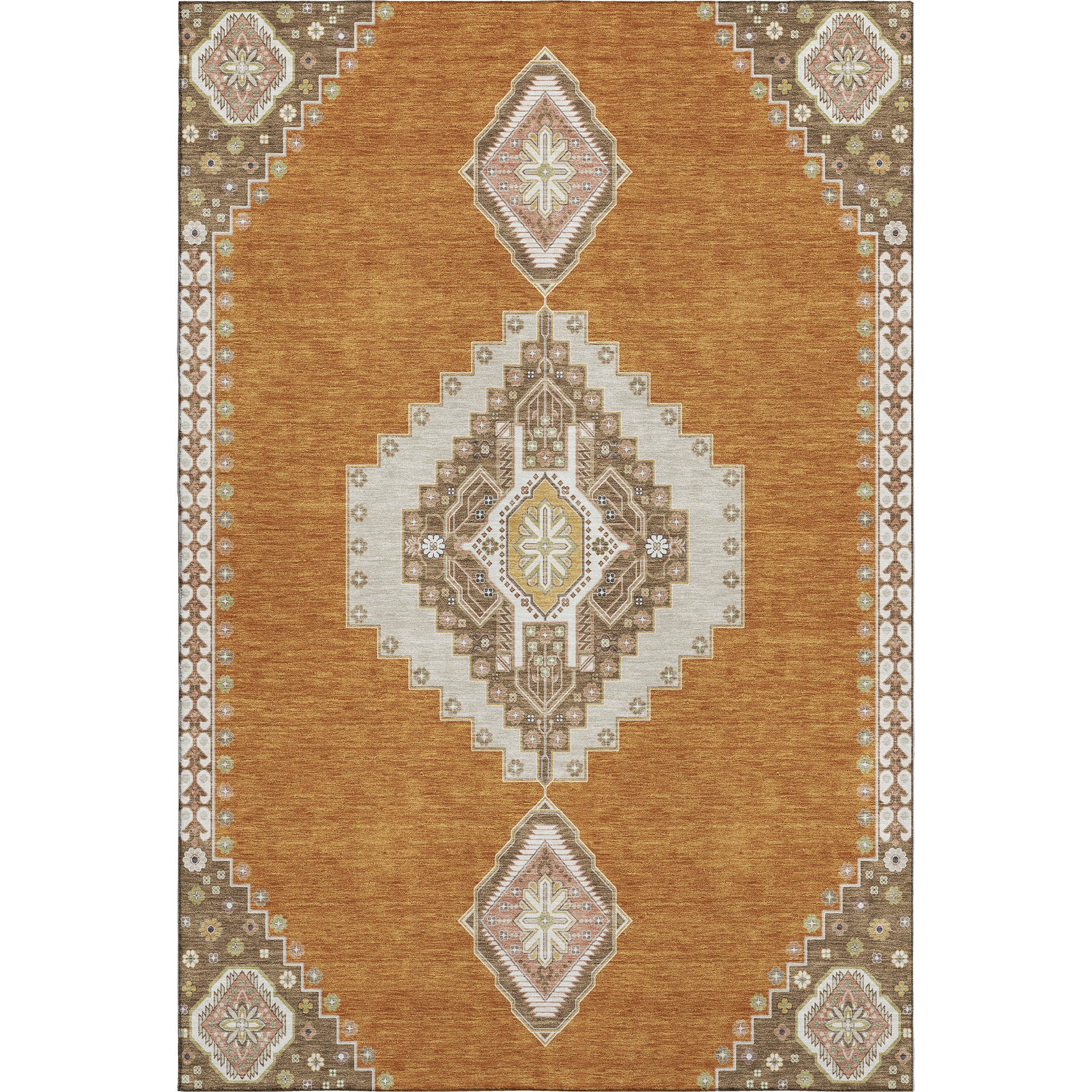 Jaipur Machine Washable Traditional Copper Orange Rug 2'6" x 3'10" #shape_Rectangle