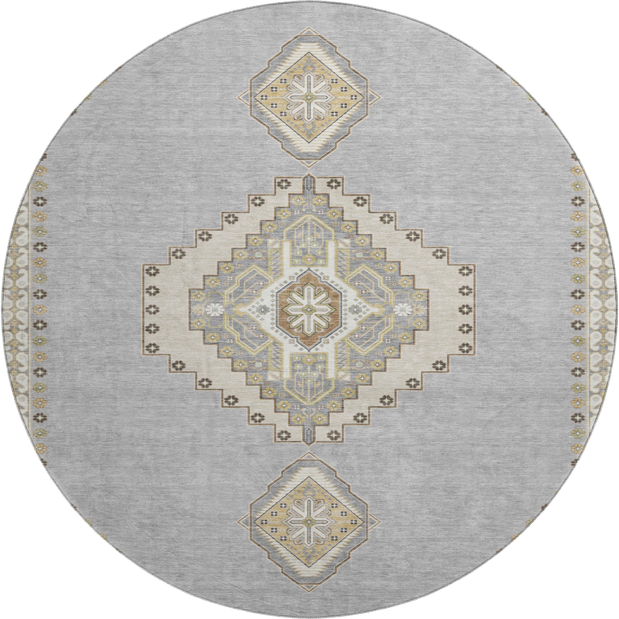 Jaipur Machine Washable Traditional Gray Rug 8' x 8' #shape_Round