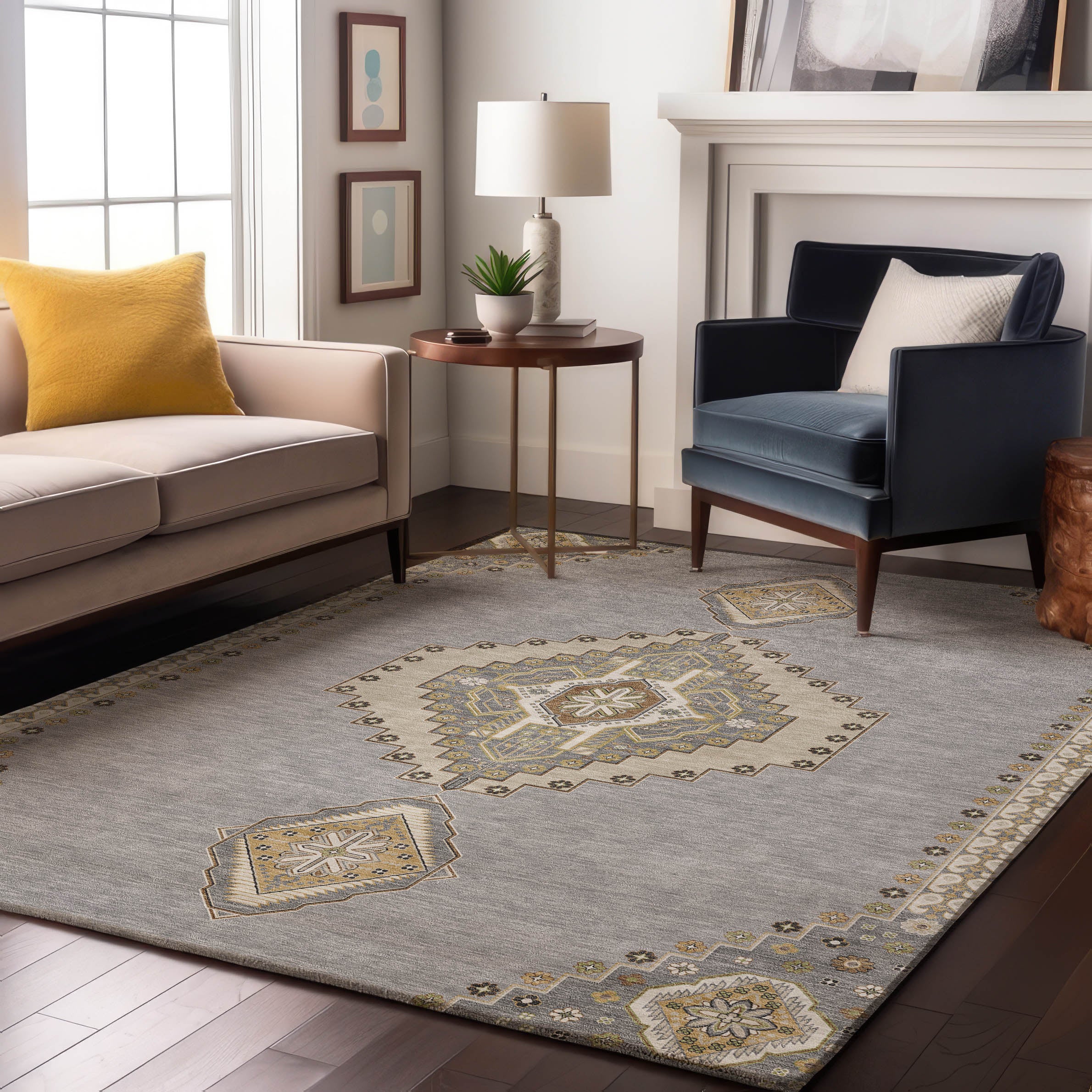 Jaipur Machine Washable Traditional Gray Rug 2'6" x 3'10" #shape_Rectangle
