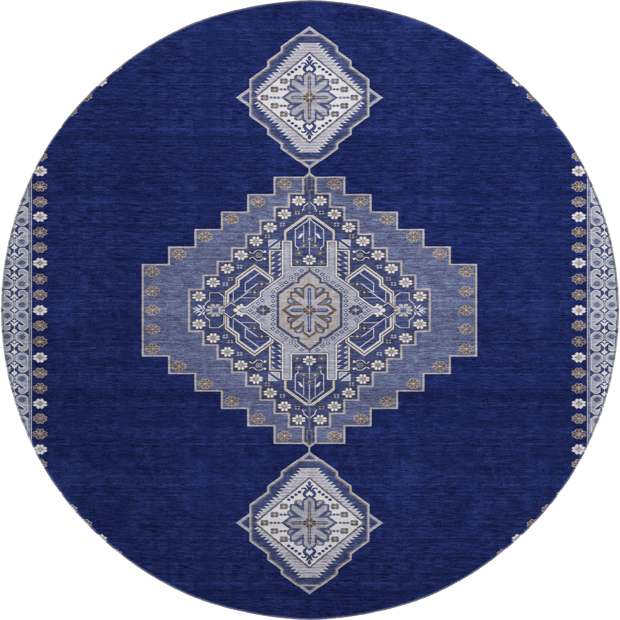 Jaipur Machine Washable Traditional Navy Blue Rug 8' x 8' #shape_Round