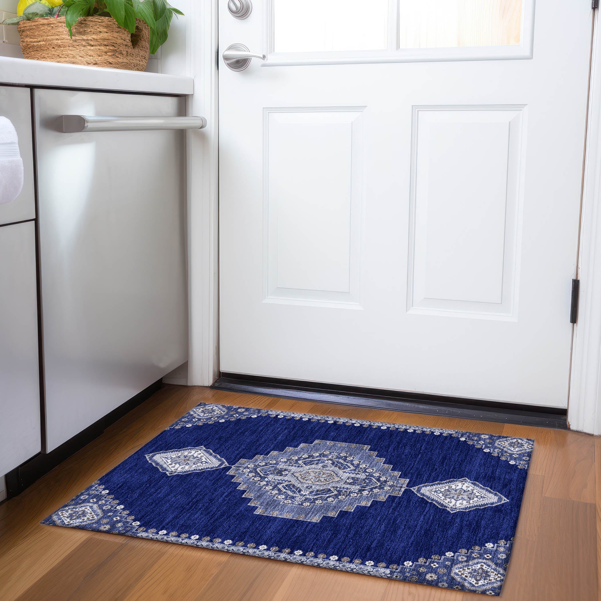 Jaipur Machine Washable Traditional Navy Blue Rug 1'8" x 2'6" #shape_Rectangle