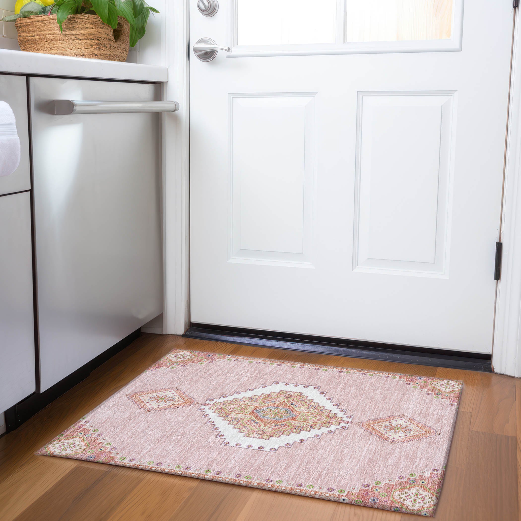 Jaipur Machine Washable Traditional Pink Rug 1'8" x 2'6" #shape_Rectangle