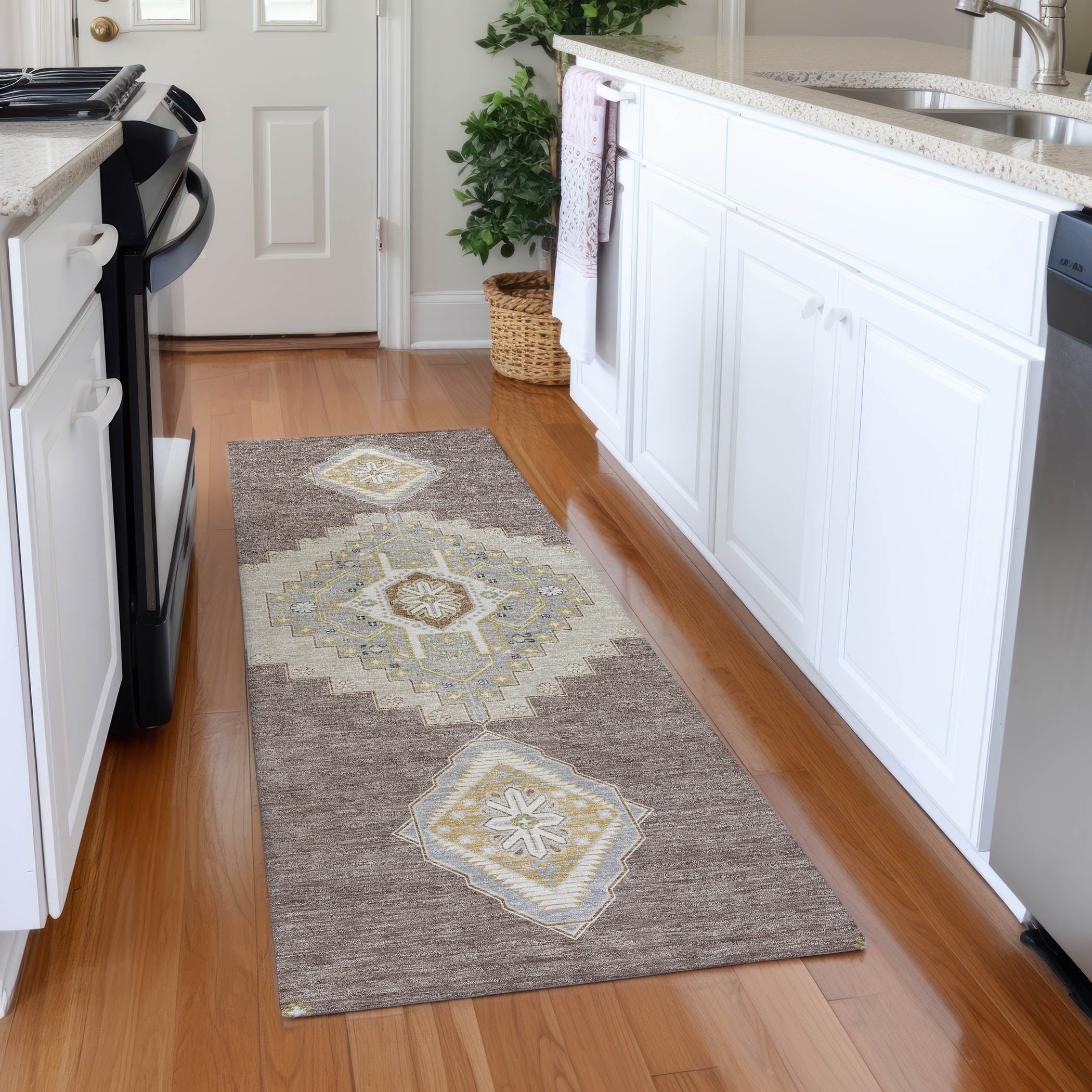 Jaipur Machine Washable Traditional Taupe Brown Rug 2'3" x 7'6" #shape_Runner