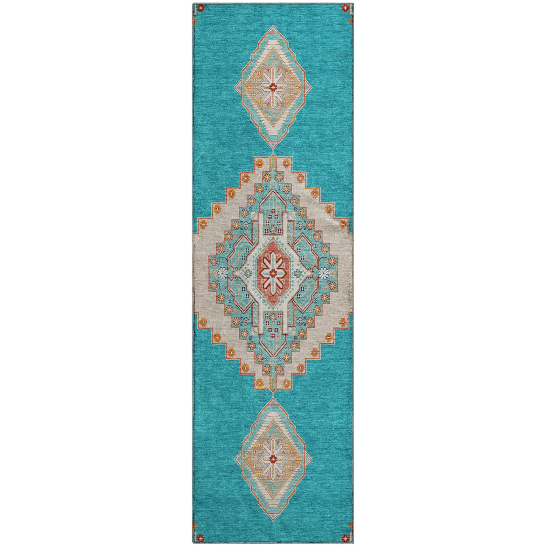 Jaipur Machine Washable Traditional Teal Rug 2'3" x 7'6" #shape_Runner