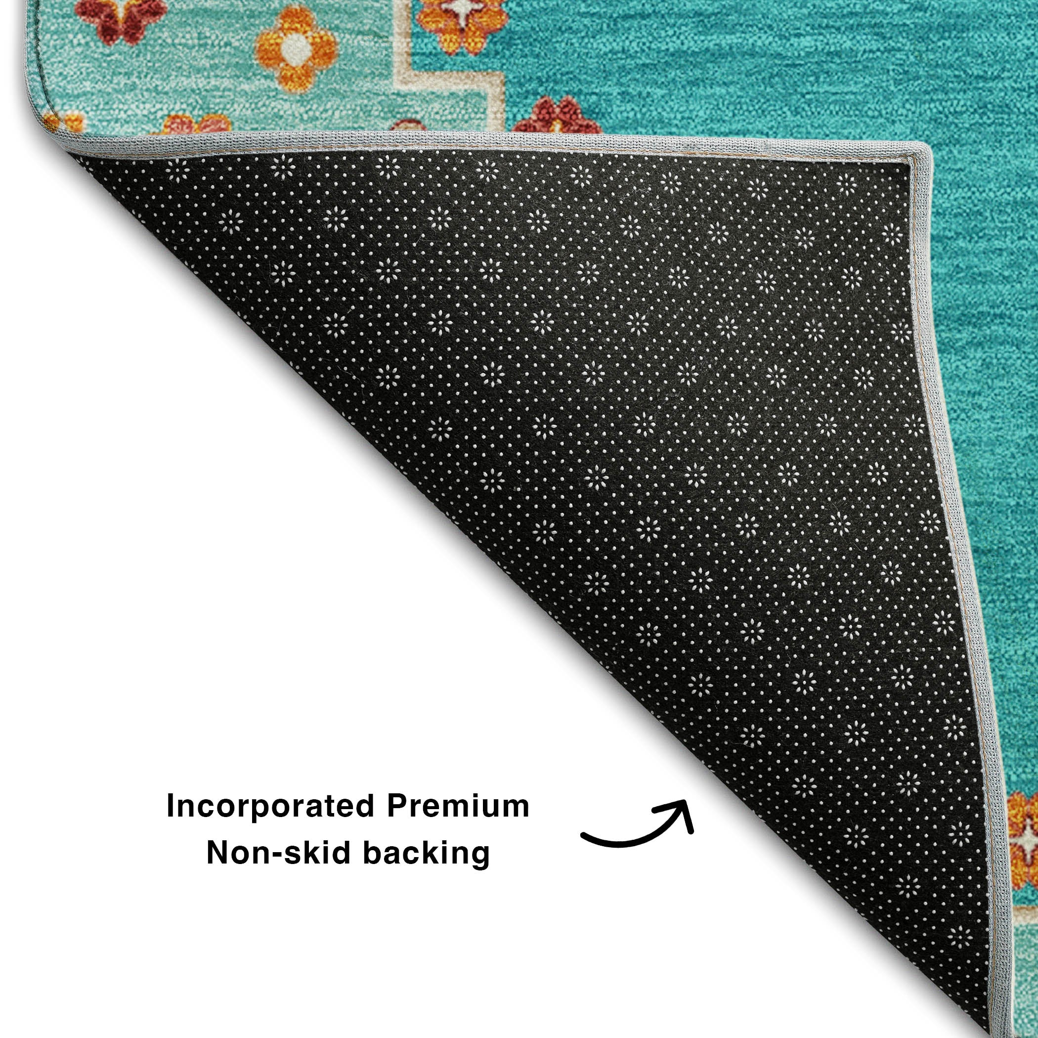 Jaipur Machine Washable Traditional Teal Rug 1'8" x 2'6" #shape_Rectangle