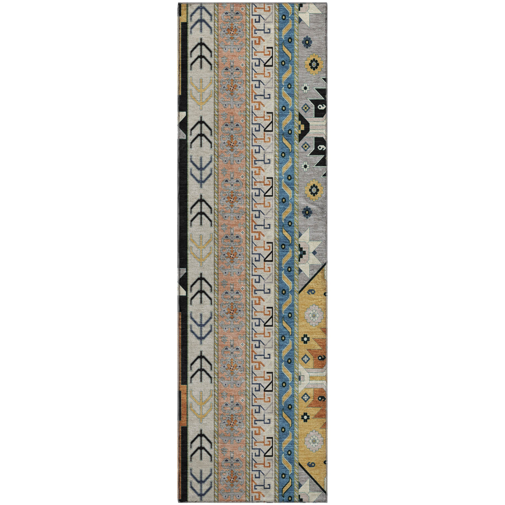 Chiang Mai Machine Washable Transitional Black Rug 2'3" x 7'6" #shape_Runner