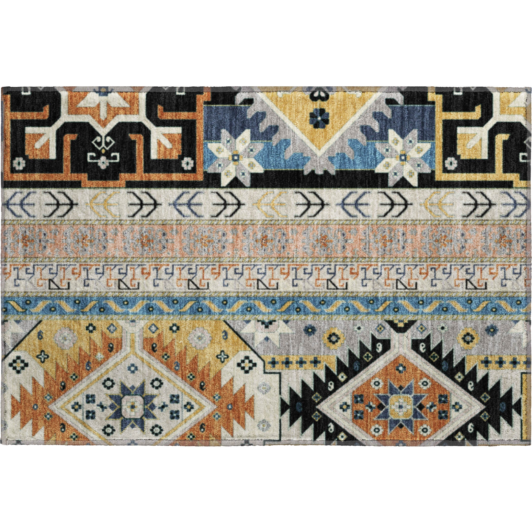 Chiang Mai Machine Washable Transitional Black Rug 1'8" x 2'6" #shape_Rectangle
