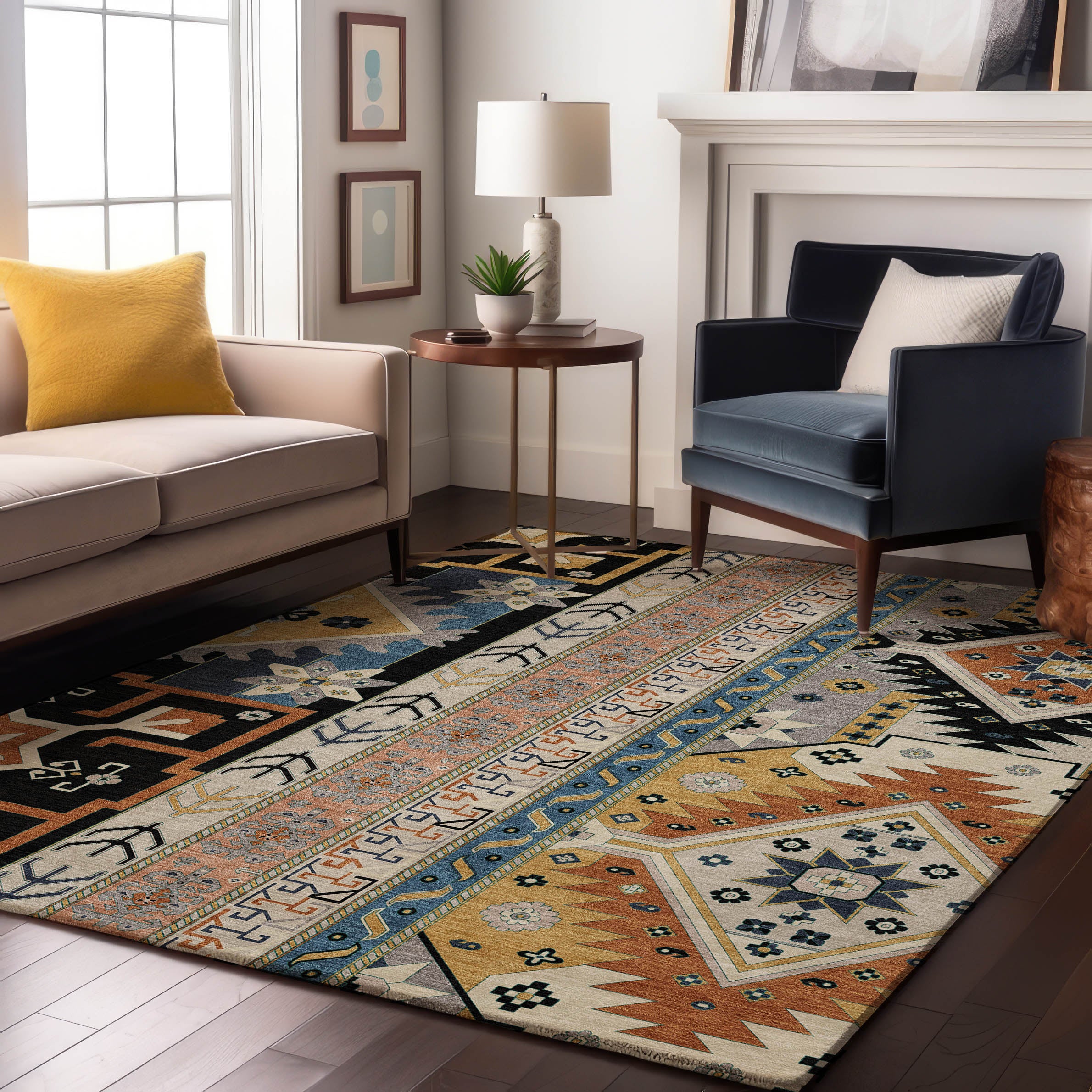 Chiang Mai Machine Washable Transitional Black Rug 2'6" x 3'10" #shape_Rectangle