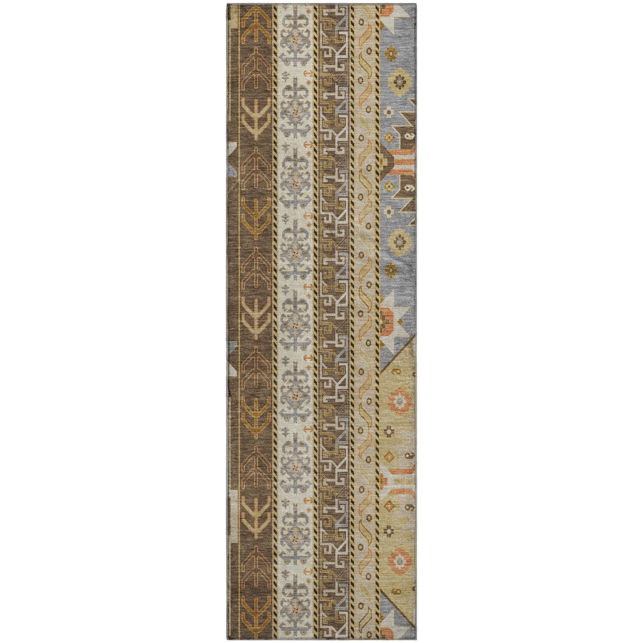 Chiang Mai Machine Washable Transitional Brown Rug 2'3" x 7'6" #shape_Runner
